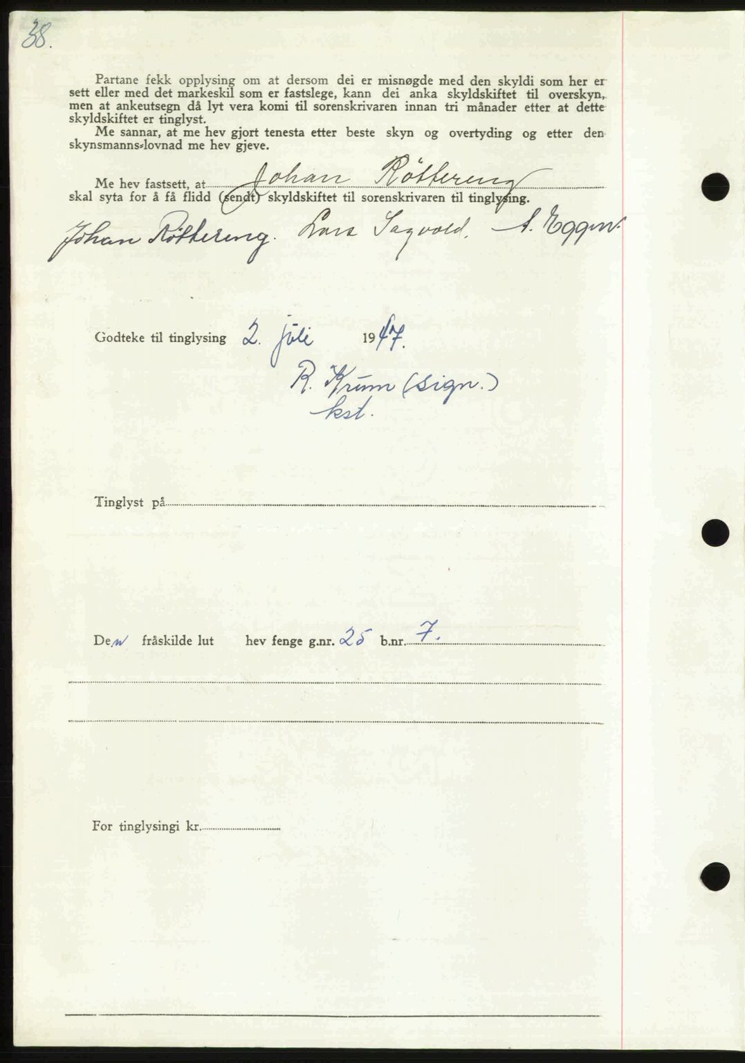 Orkdal sorenskriveri, AV/SAT-A-4169/1/2/2C: Pantebok nr. A, 1947-1947, Dagboknr: 789/1947