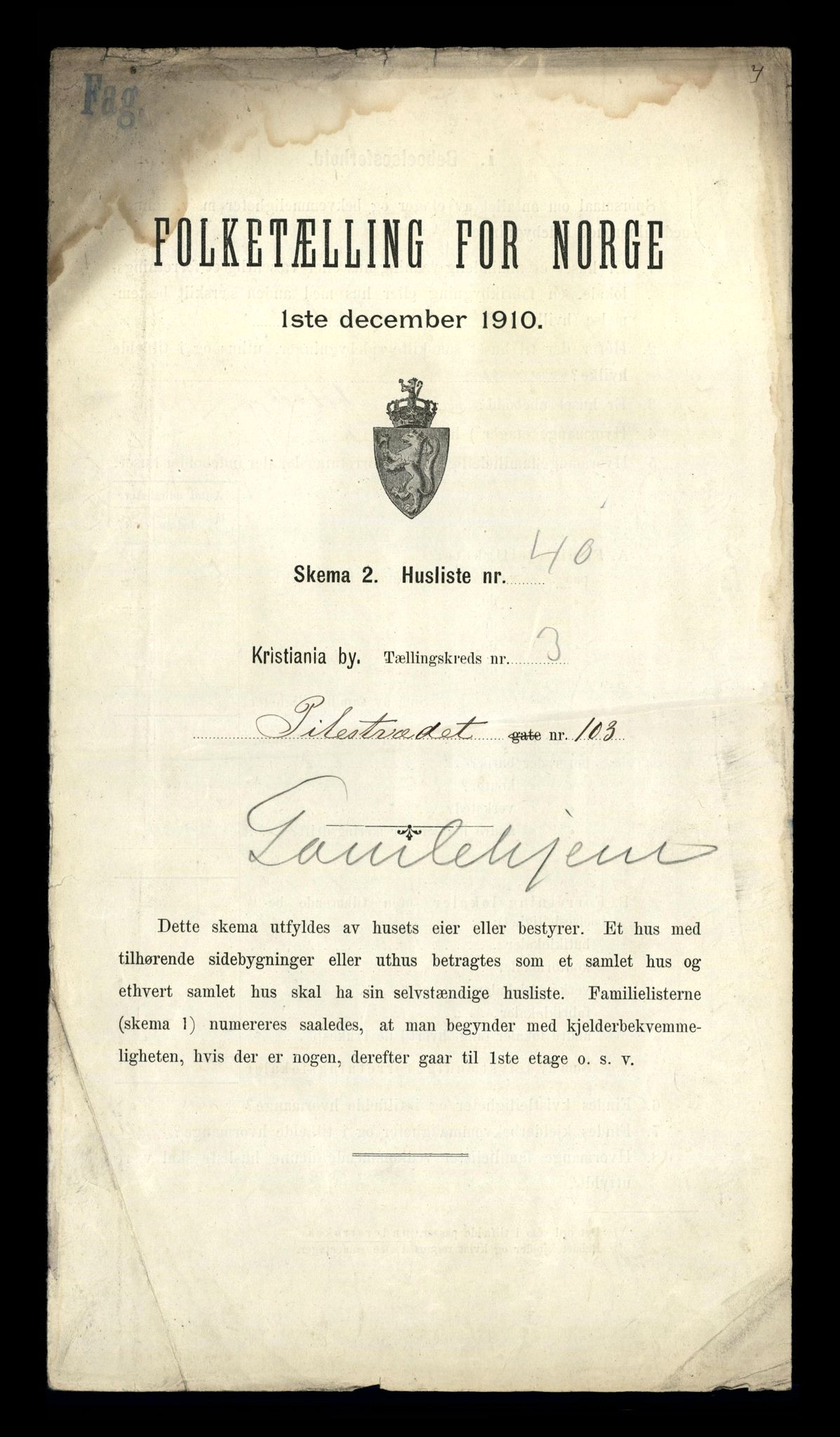 RA, Folketelling 1910 for 0301 Kristiania kjøpstad, 1910, s. 77805