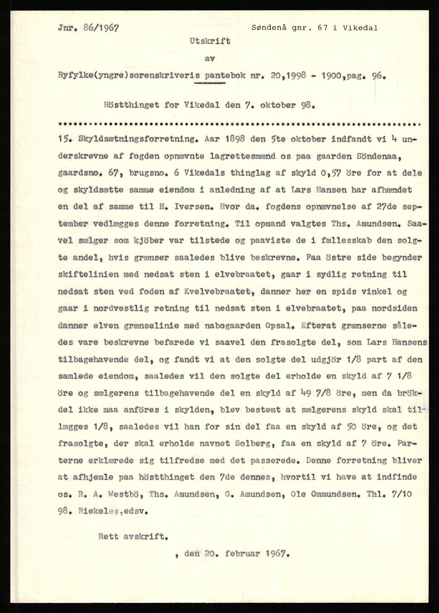 Statsarkivet i Stavanger, AV/SAST-A-101971/03/Y/Yj/L0084: Avskrifter sortert etter gårdsnavn: Søiland - Sørhaug, 1750-1930, s. 372