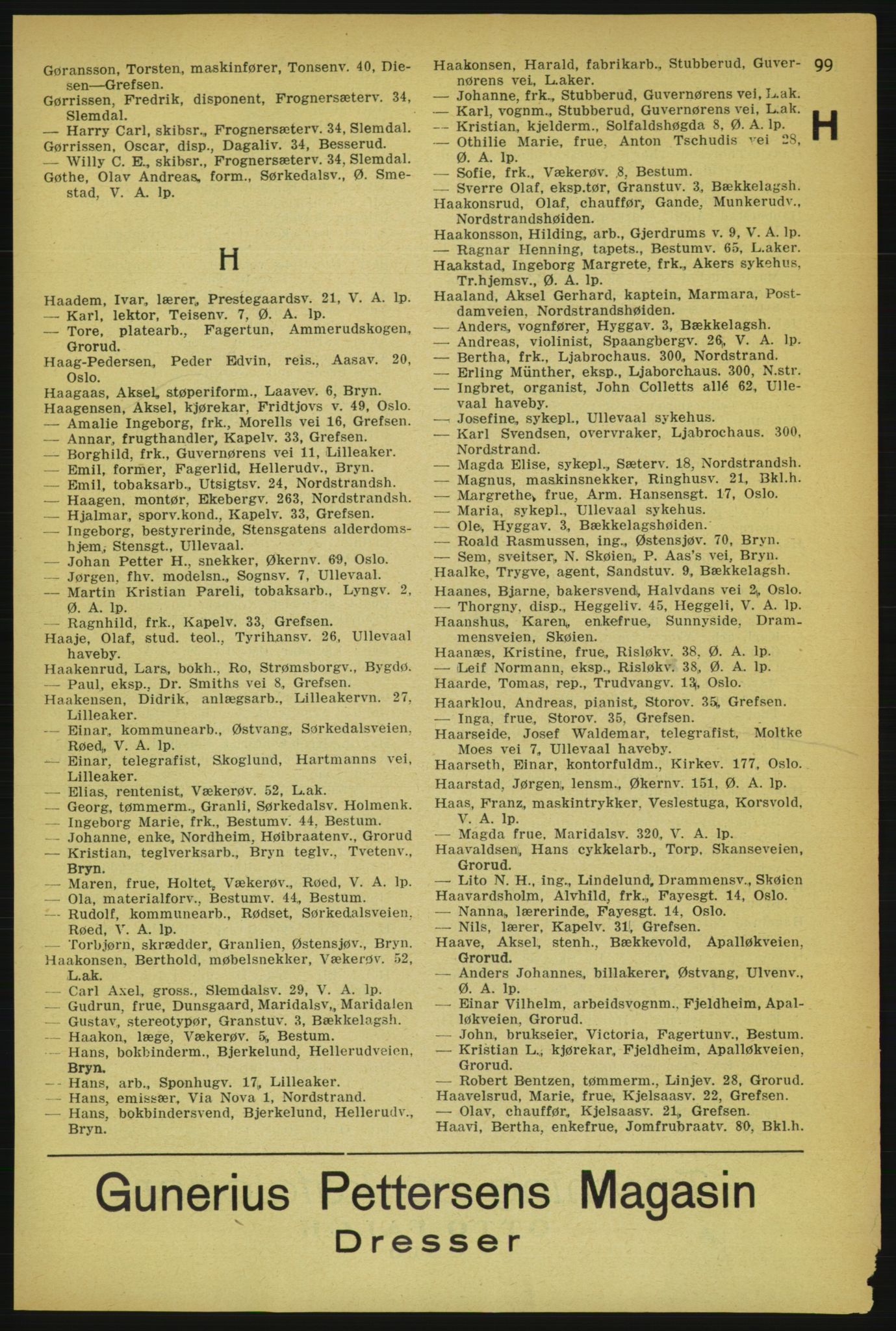 Aker adressebok/adressekalender, PUBL/001/A/004: Aker adressebok, 1929, s. 99