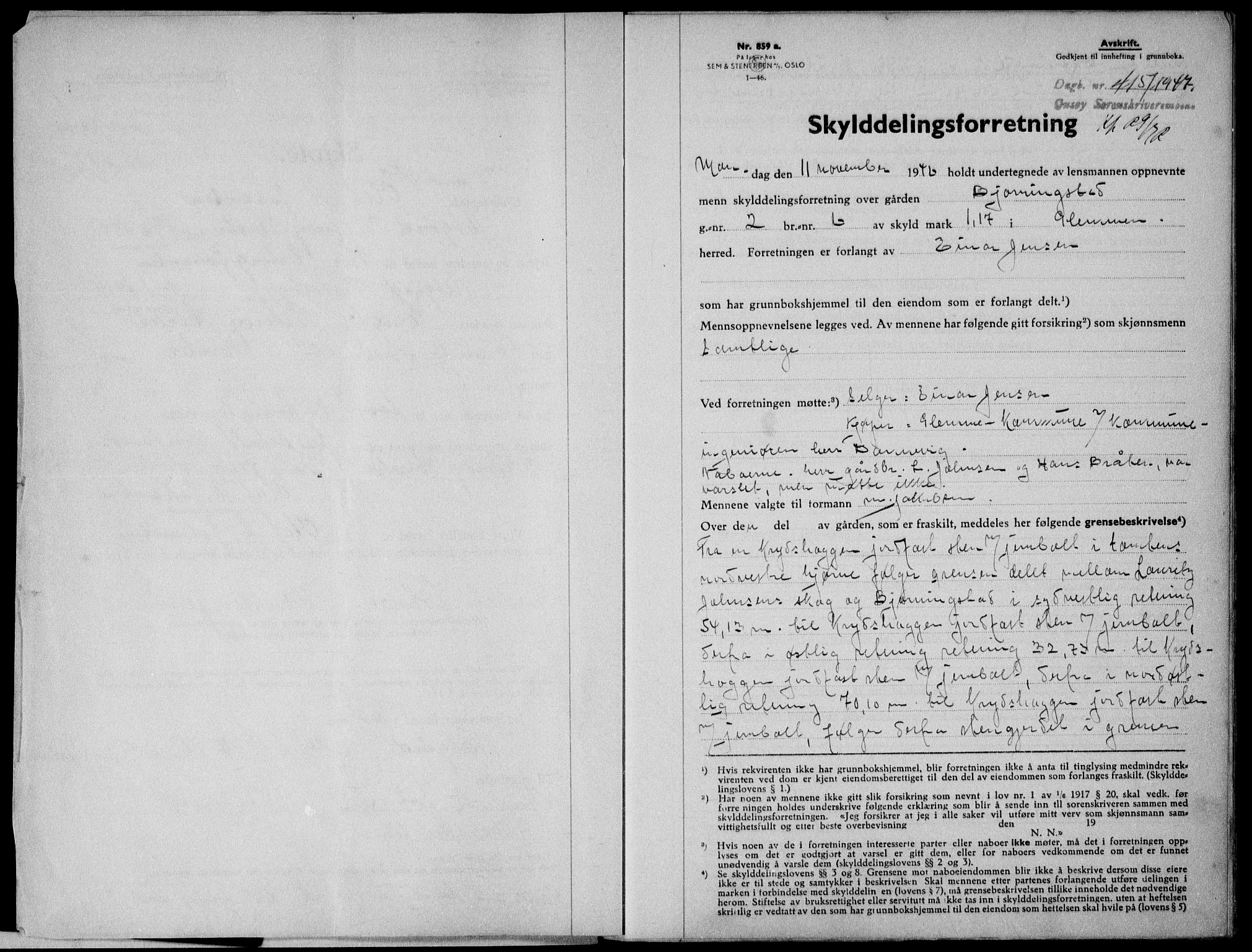 Onsøy sorenskriveri, SAO/A-10474/G/Ga/Gab/L0019a: Pantebok nr. II A-19, 1947-1947, Dagboknr: 415/1947