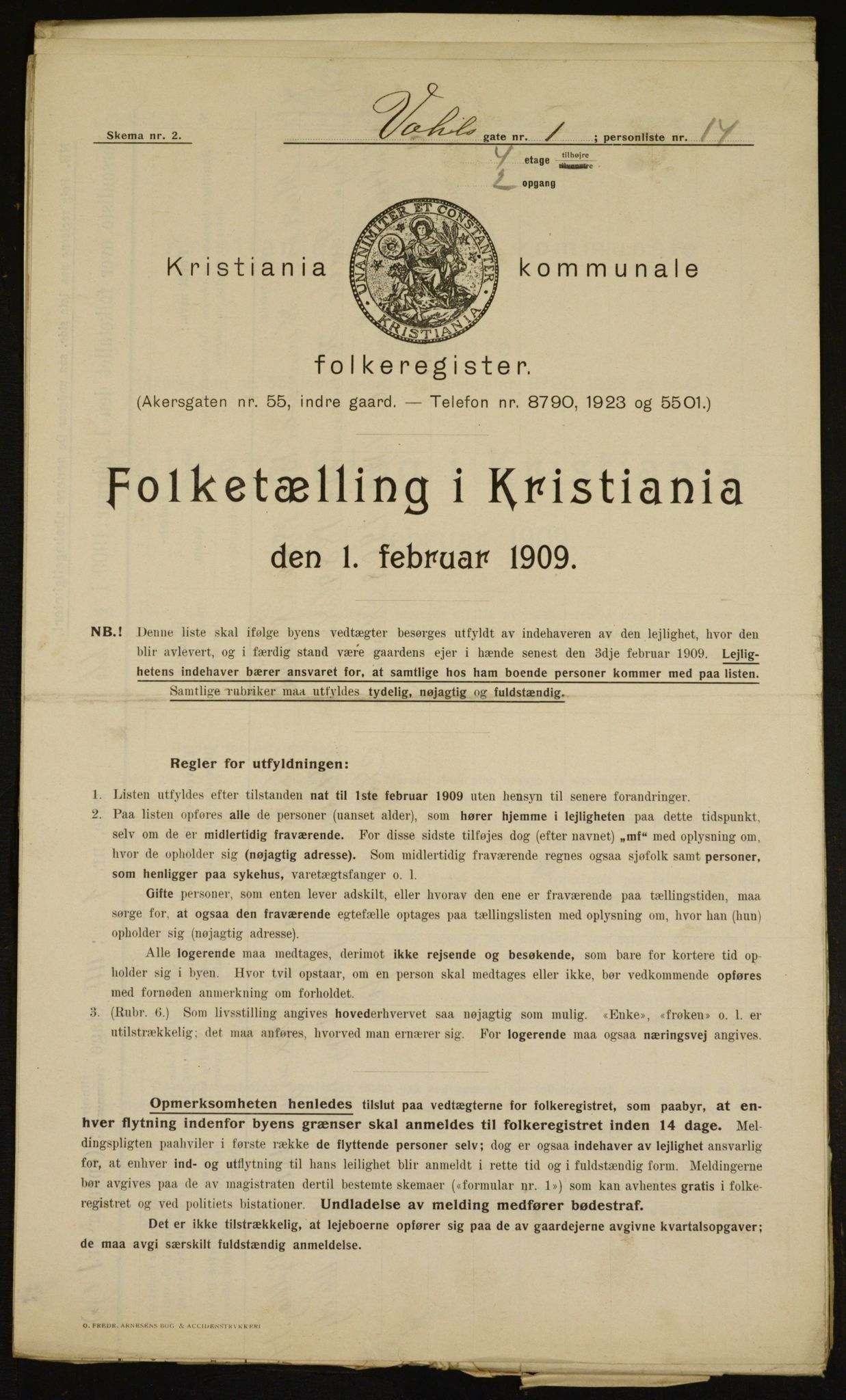 OBA, Kommunal folketelling 1.2.1909 for Kristiania kjøpstad, 1909, s. 110142