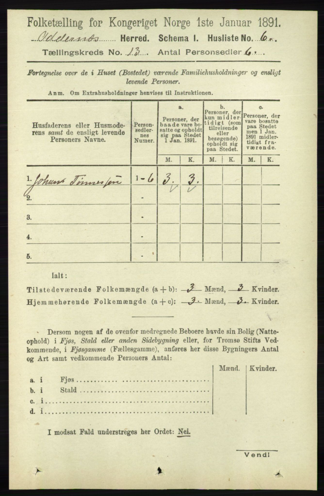 RA, Folketelling 1891 for 1012 Oddernes herred, 1891, s. 4604