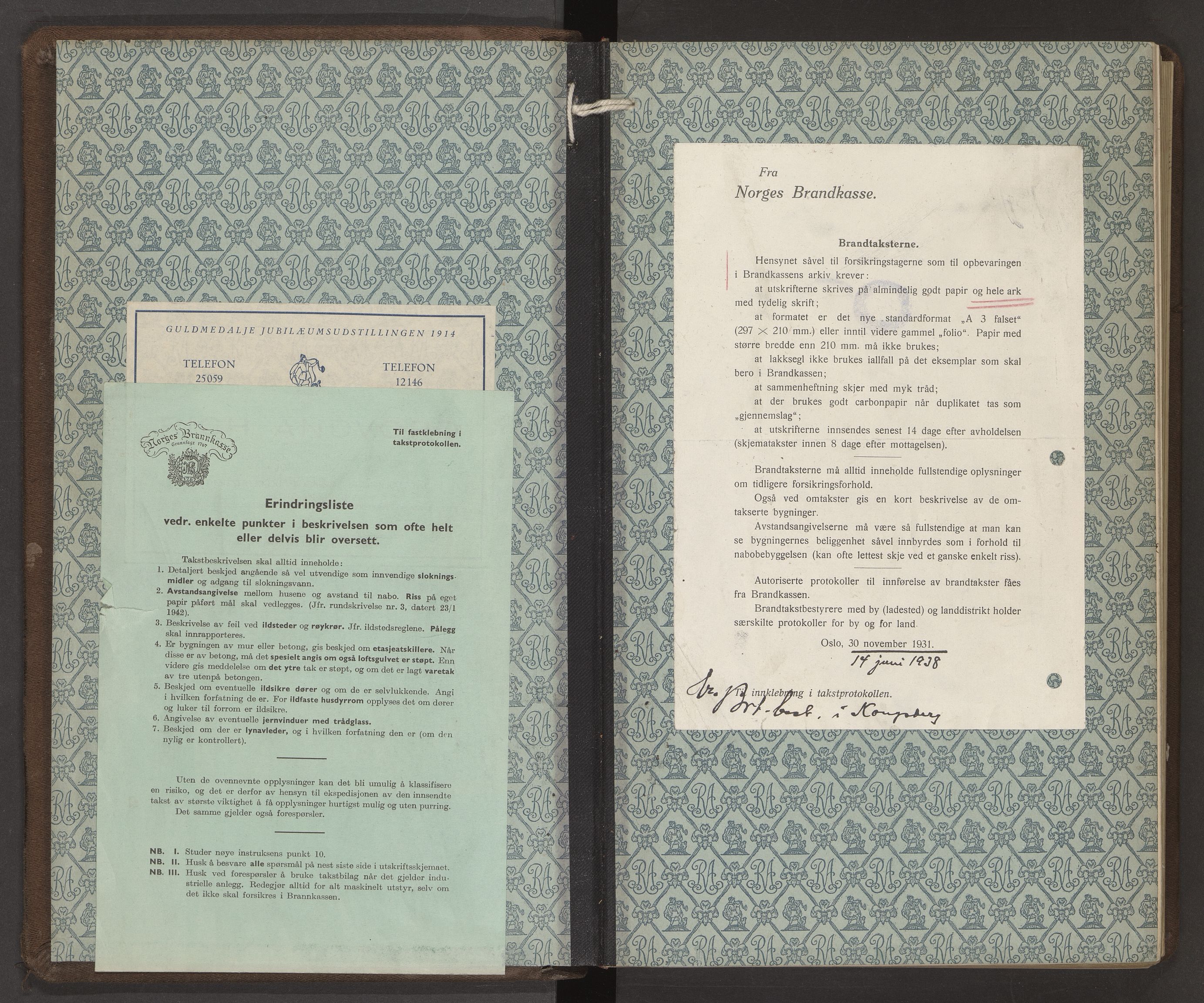 Kongsberg magistrat, SAKO/A-848/F/Fd/L0009: Branntakstprotokoll, 1927-1955