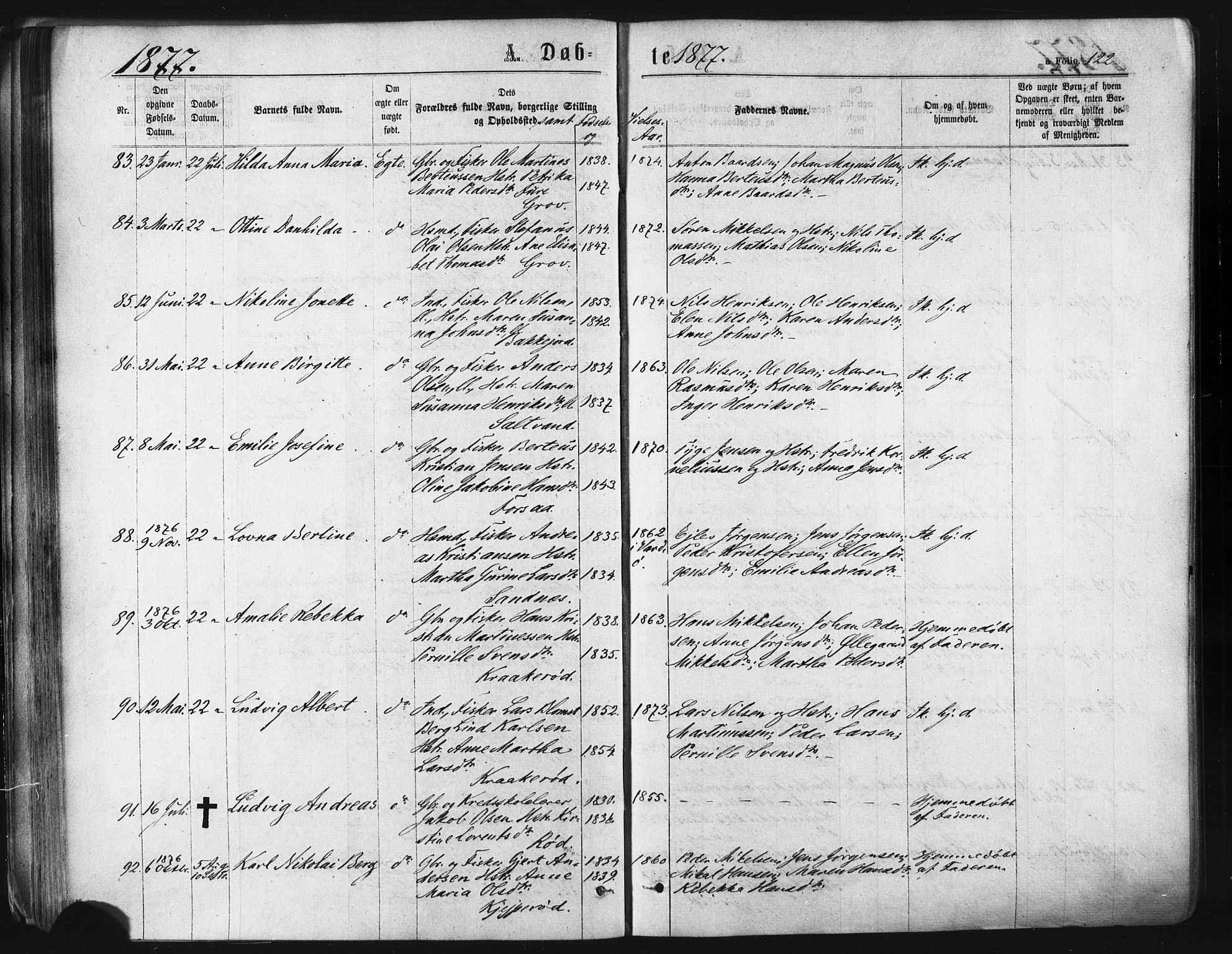 Ibestad sokneprestembete, AV/SATØ-S-0077/H/Ha/Haa/L0010kirke: Ministerialbok nr. 10, 1869-1879, s. 122