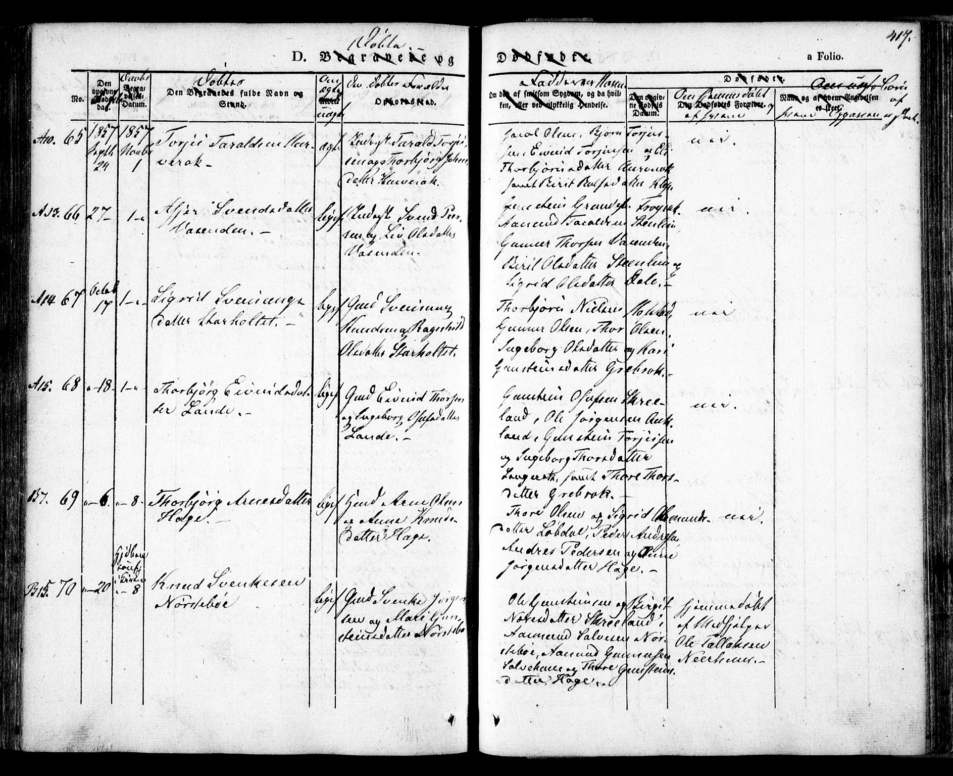 Bygland sokneprestkontor, AV/SAK-1111-0006/F/Fa/Fab/L0004: Ministerialbok nr. A 4, 1842-1858, s. 417