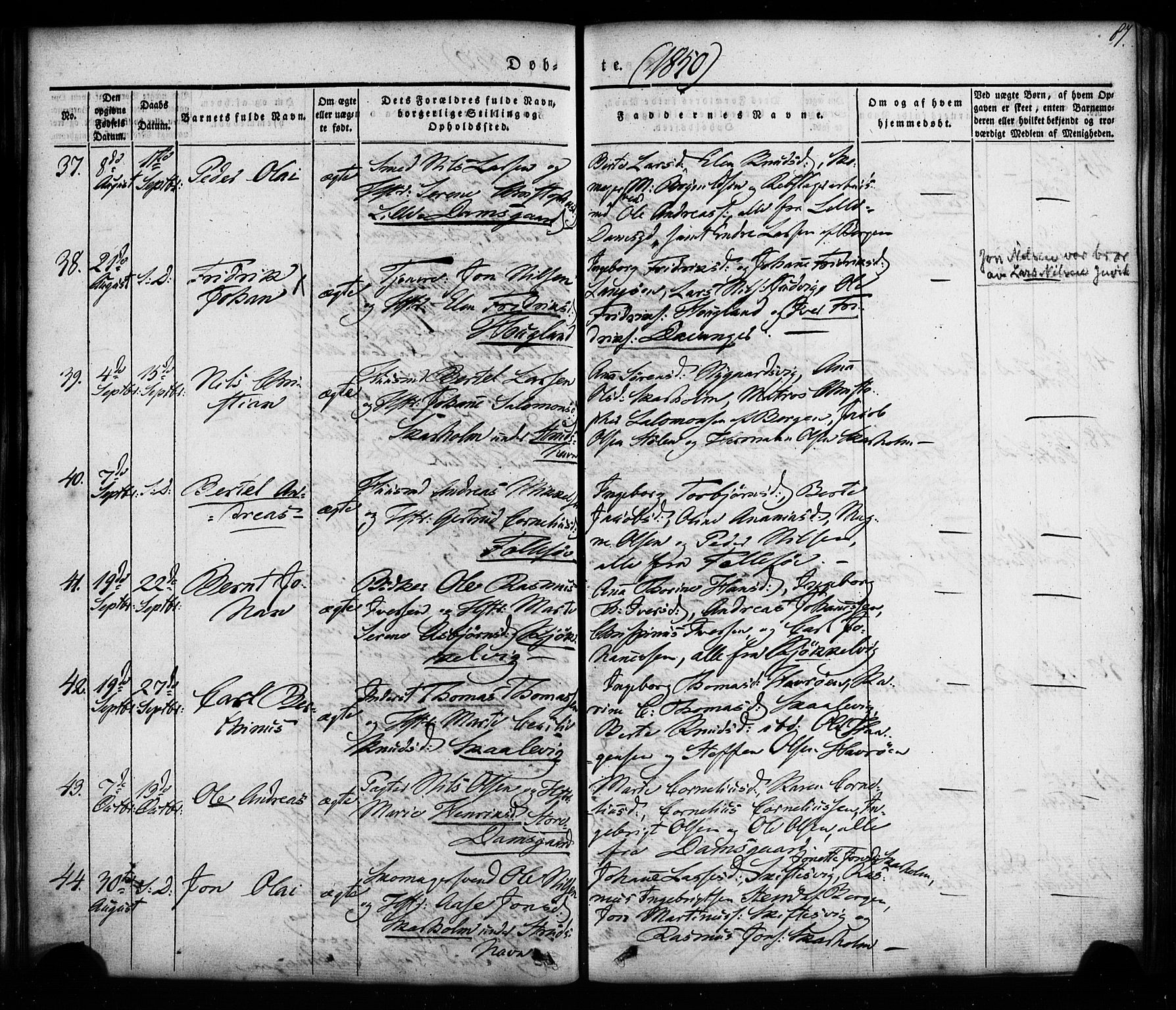 Askøy Sokneprestembete, AV/SAB-A-74101/H/Ha/Haa/Haaa/L0005: Ministerialbok nr. A 5, 1836-1852, s. 87