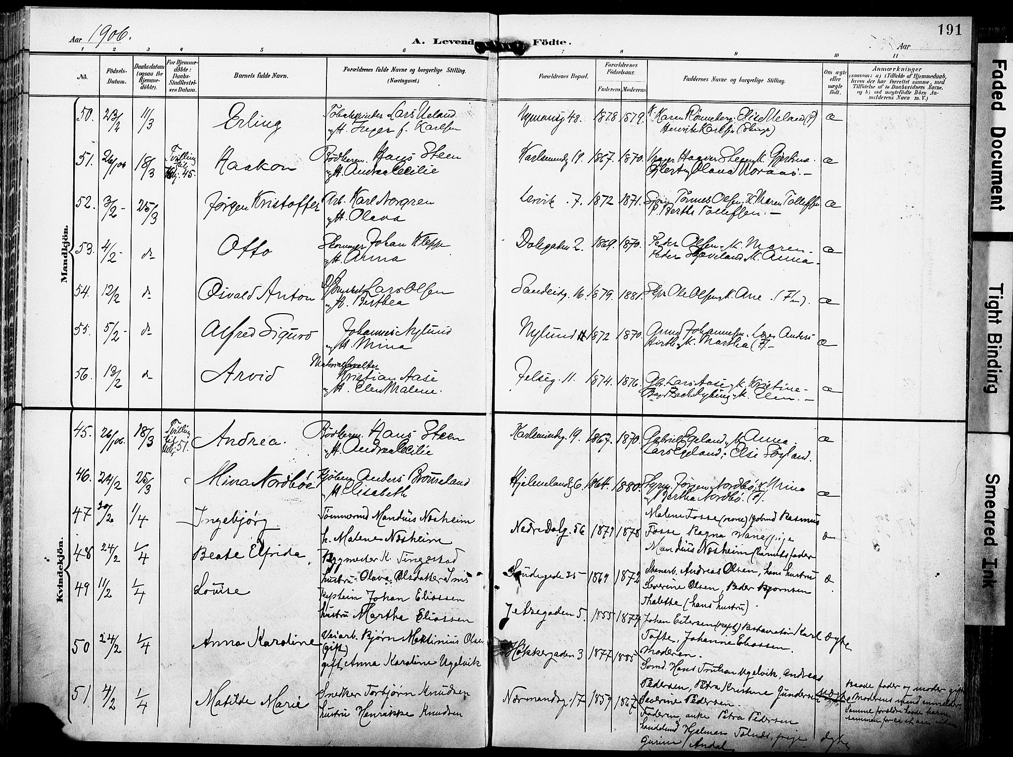 St. Johannes sokneprestkontor, AV/SAST-A-101814/001/30/30BA/L0007: Ministerialbok nr. A 7, 1900-1910, s. 191
