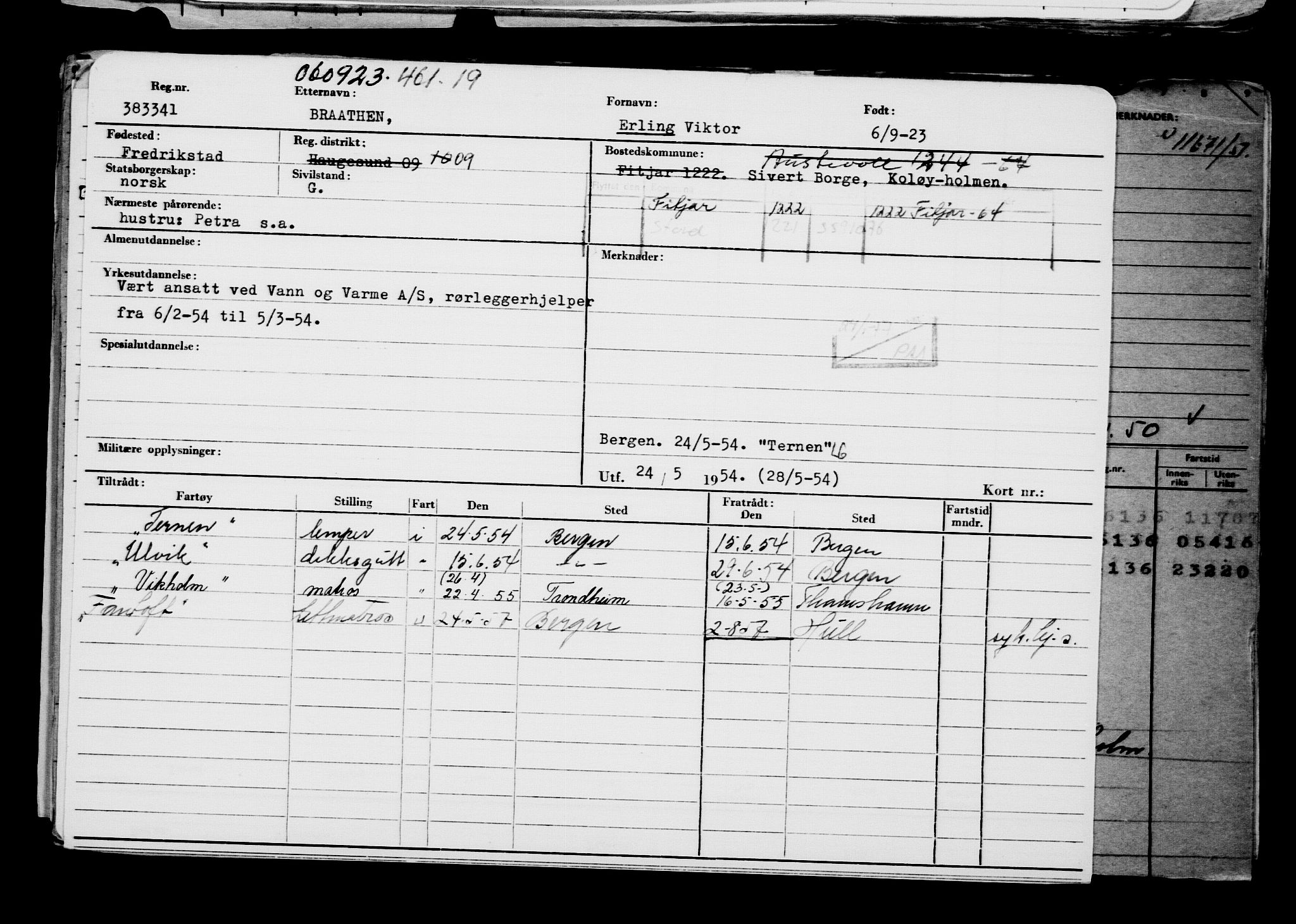 Direktoratet for sjømenn, AV/RA-S-3545/G/Gb/L0222: Hovedkort, 1923, s. 592