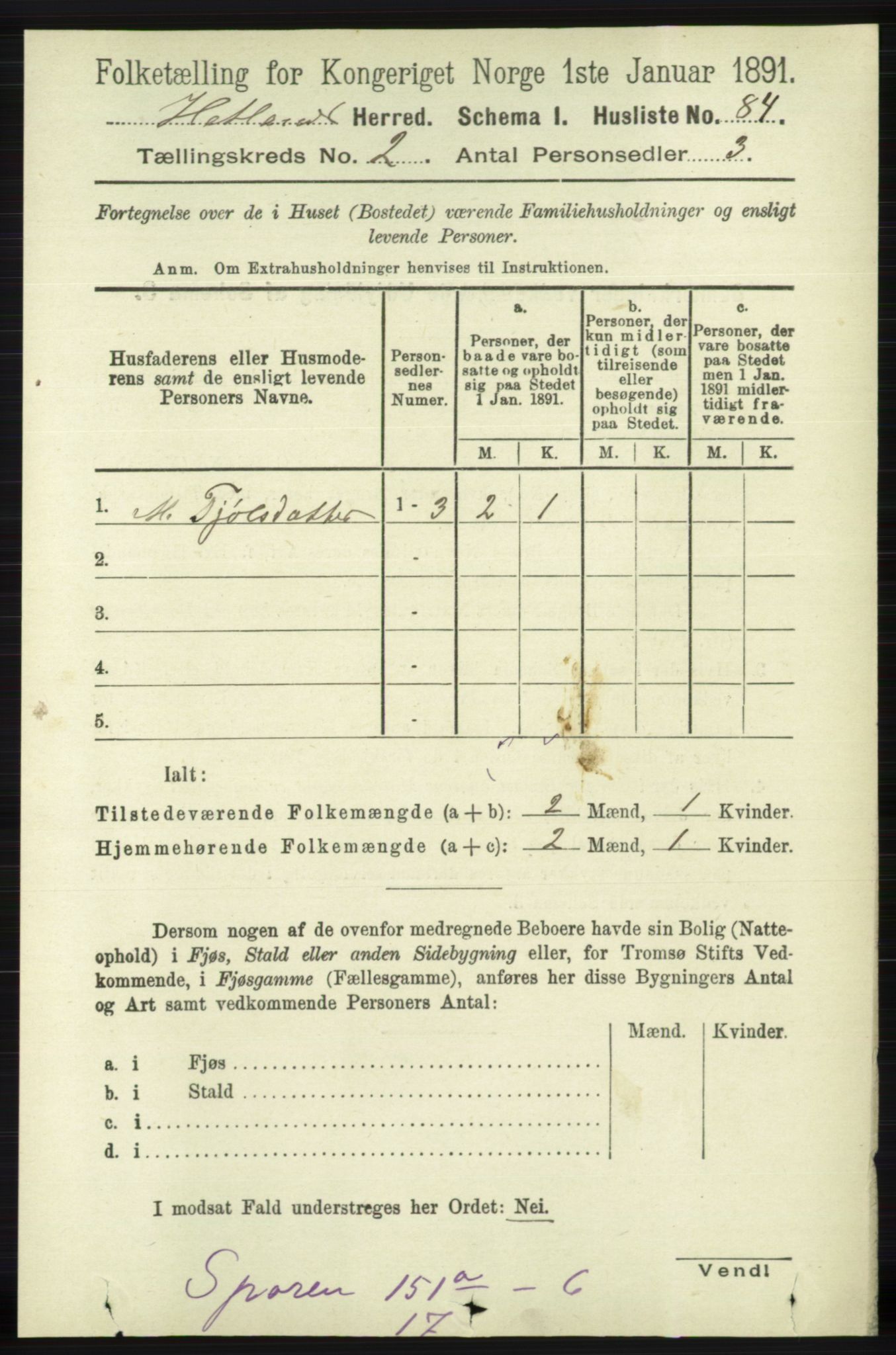 RA, Folketelling 1891 for 1126 Hetland herred, 1891, s. 464