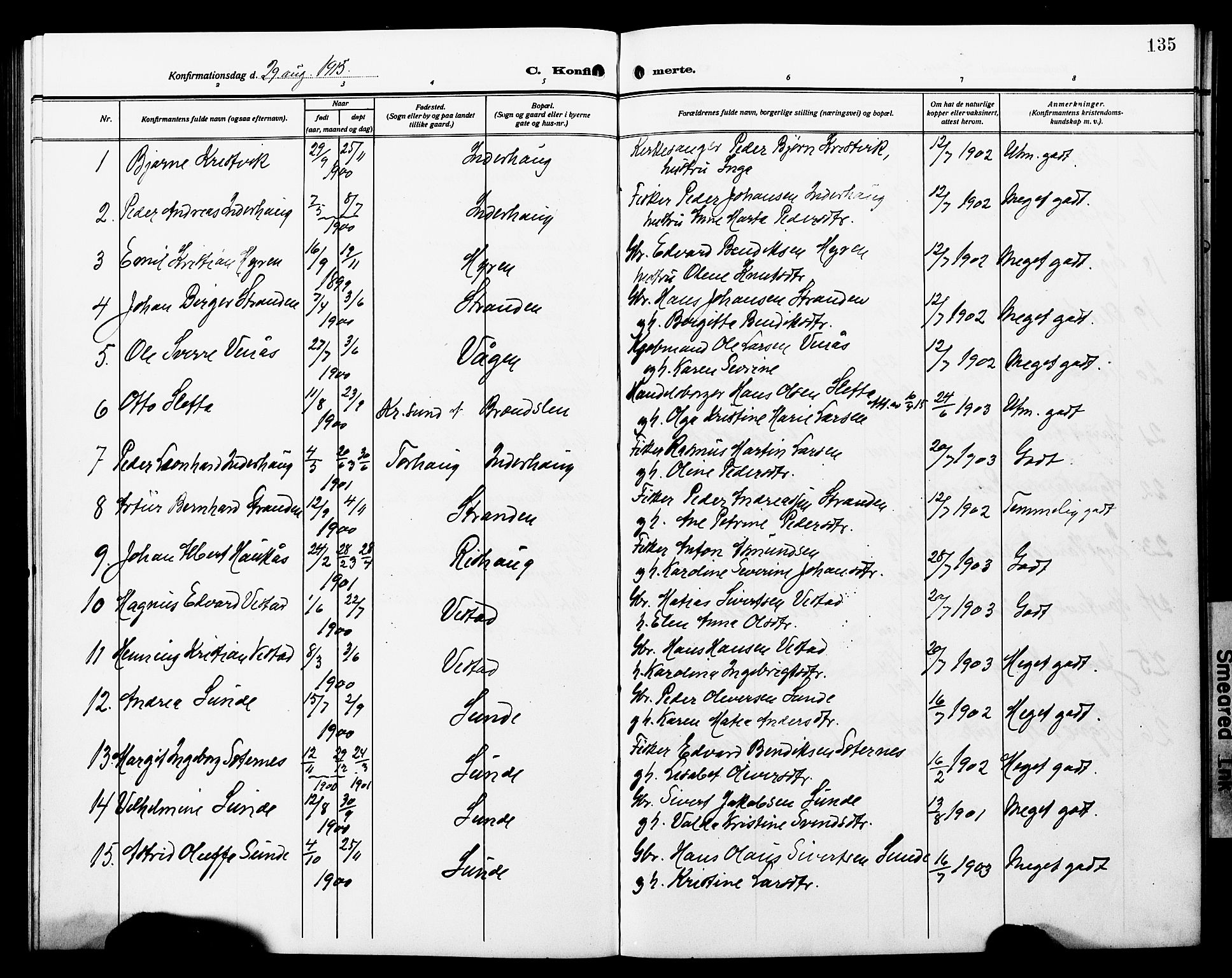 Ministerialprotokoller, klokkerbøker og fødselsregistre - Møre og Romsdal, AV/SAT-A-1454/566/L0774: Klokkerbok nr. 566C03, 1910-1929, s. 135