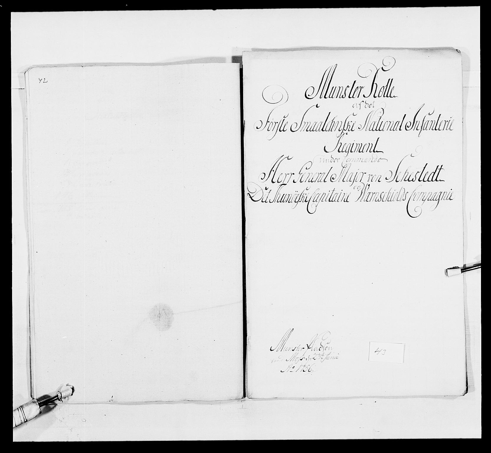 Kommanderende general (KG I) med Det norske krigsdirektorium, AV/RA-EA-5419/E/Ea/L0495: 1. Smålenske regiment, 1732-1763, s. 568
