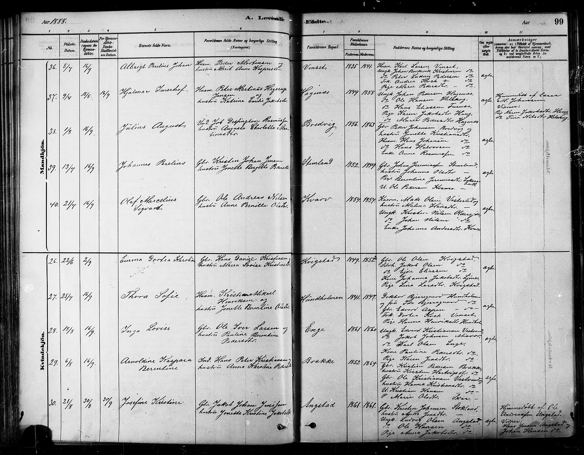 Ministerialprotokoller, klokkerbøker og fødselsregistre - Nordland, SAT/A-1459/852/L0740: Ministerialbok nr. 852A10, 1878-1894, s. 99
