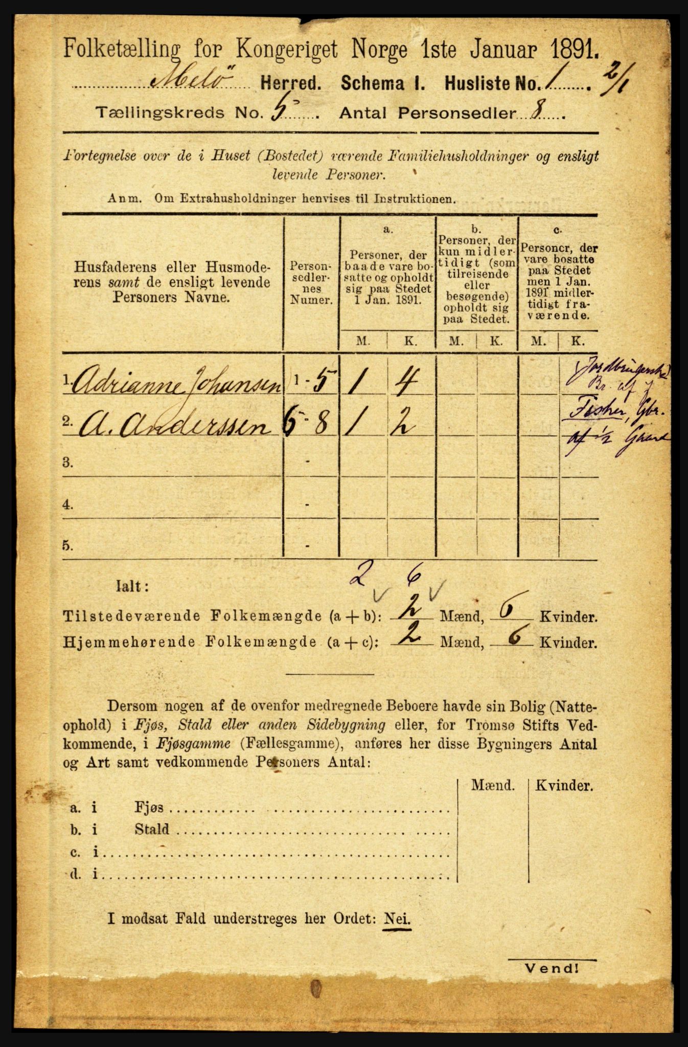 RA, Folketelling 1891 for 1837 Meløy herred, 1891, s. 1764