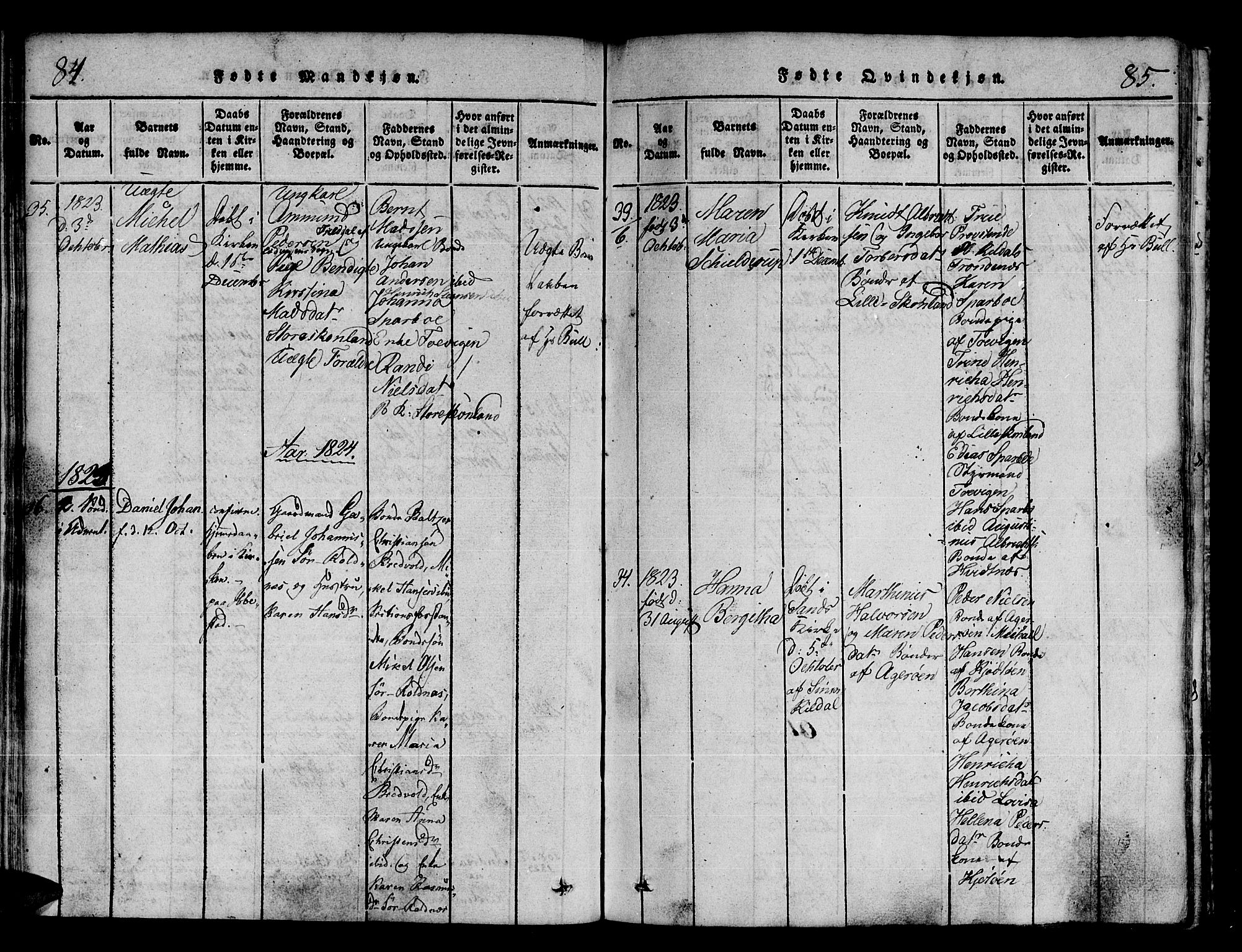 Trondenes sokneprestkontor, AV/SATØ-S-1319/H/Ha/L0006kirke: Ministerialbok nr. 6, 1821-1827, s. 84-85