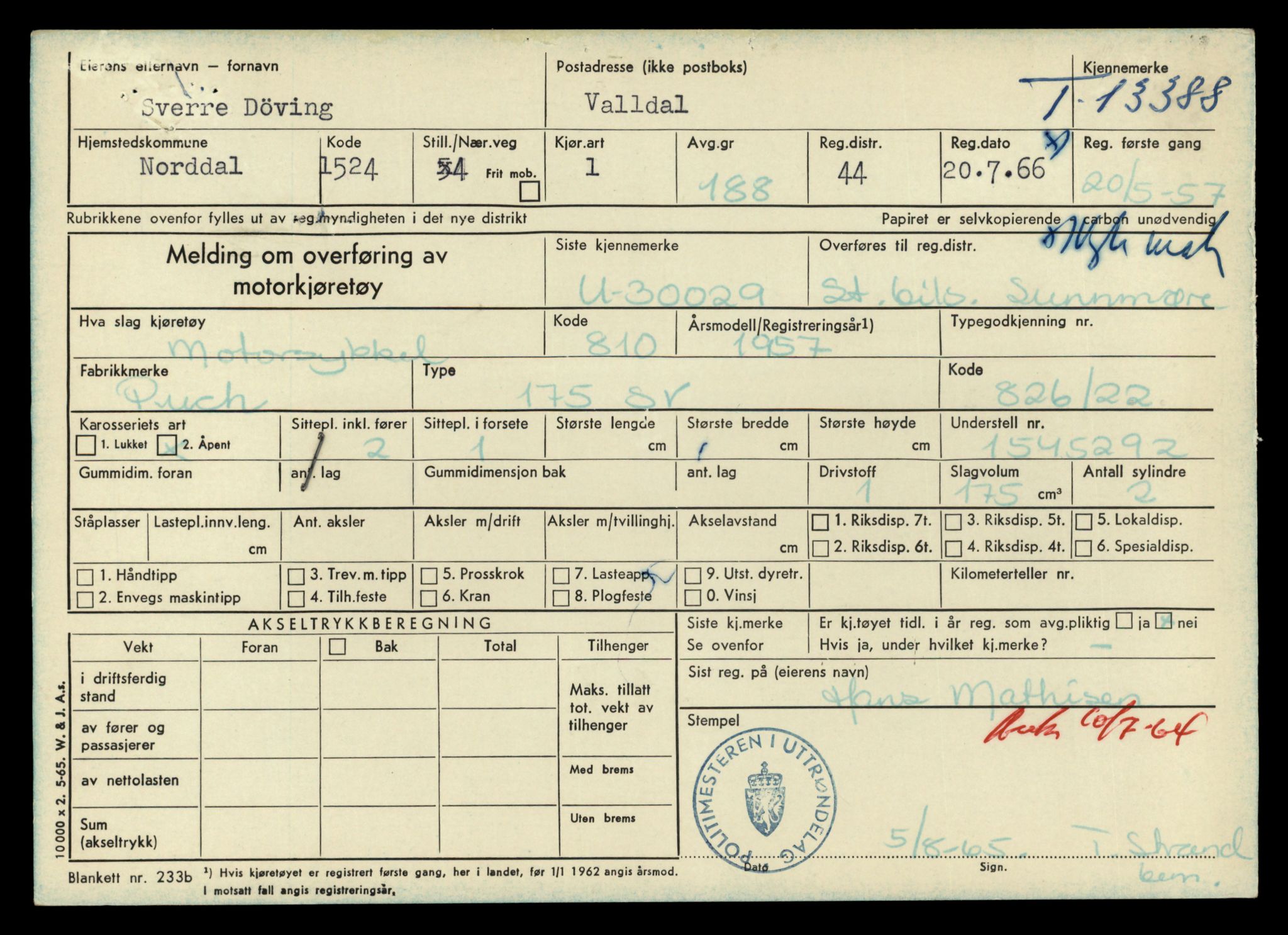 Møre og Romsdal vegkontor - Ålesund trafikkstasjon, AV/SAT-A-4099/F/Fe/L0039: Registreringskort for kjøretøy T 13361 - T 13530, 1927-1998, s. 431