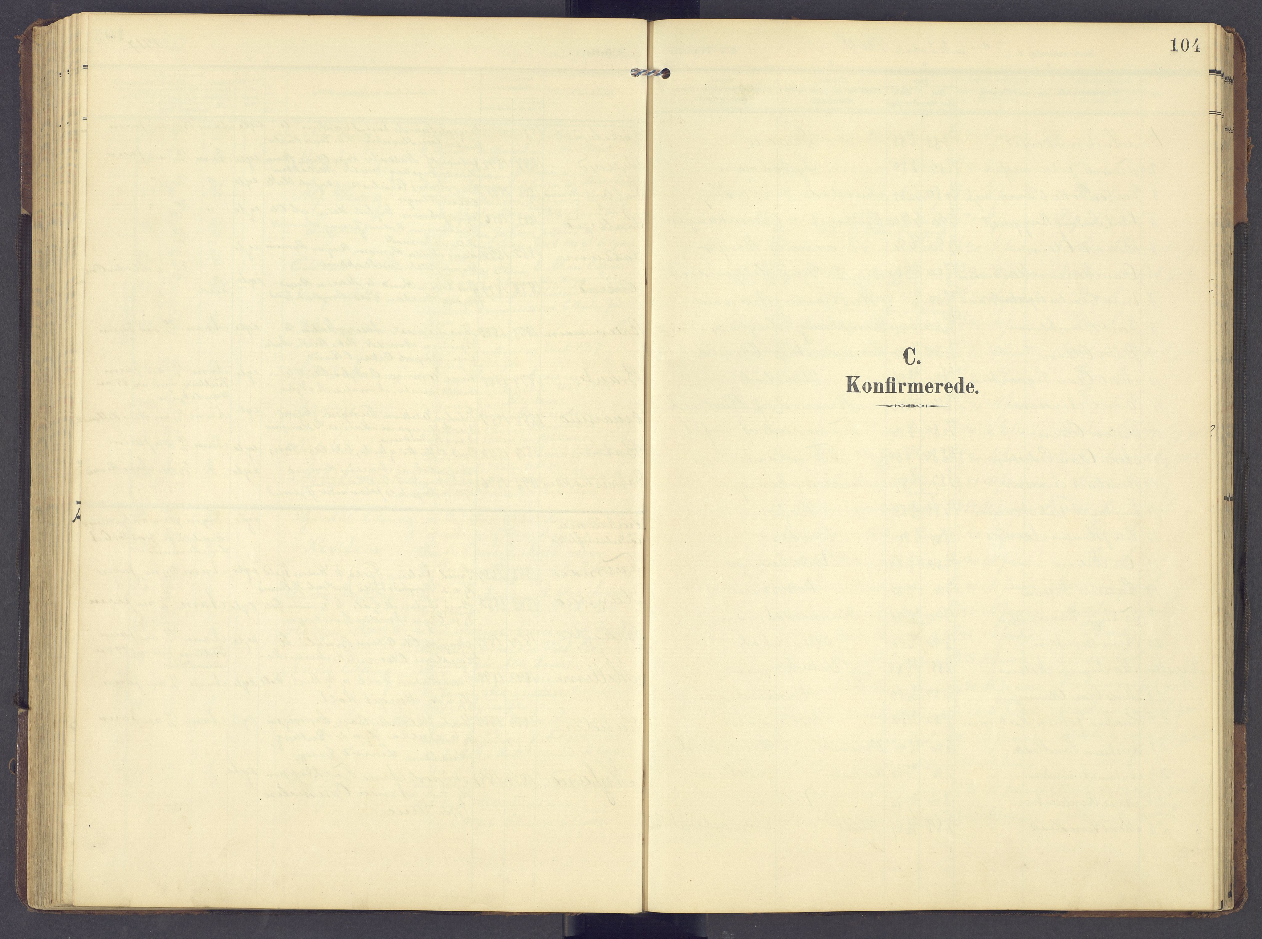 Brandval prestekontor, SAH/PREST-034/H/Ha/Hab/L0003: Klokkerbok nr. 3, 1904-1917, s. 104