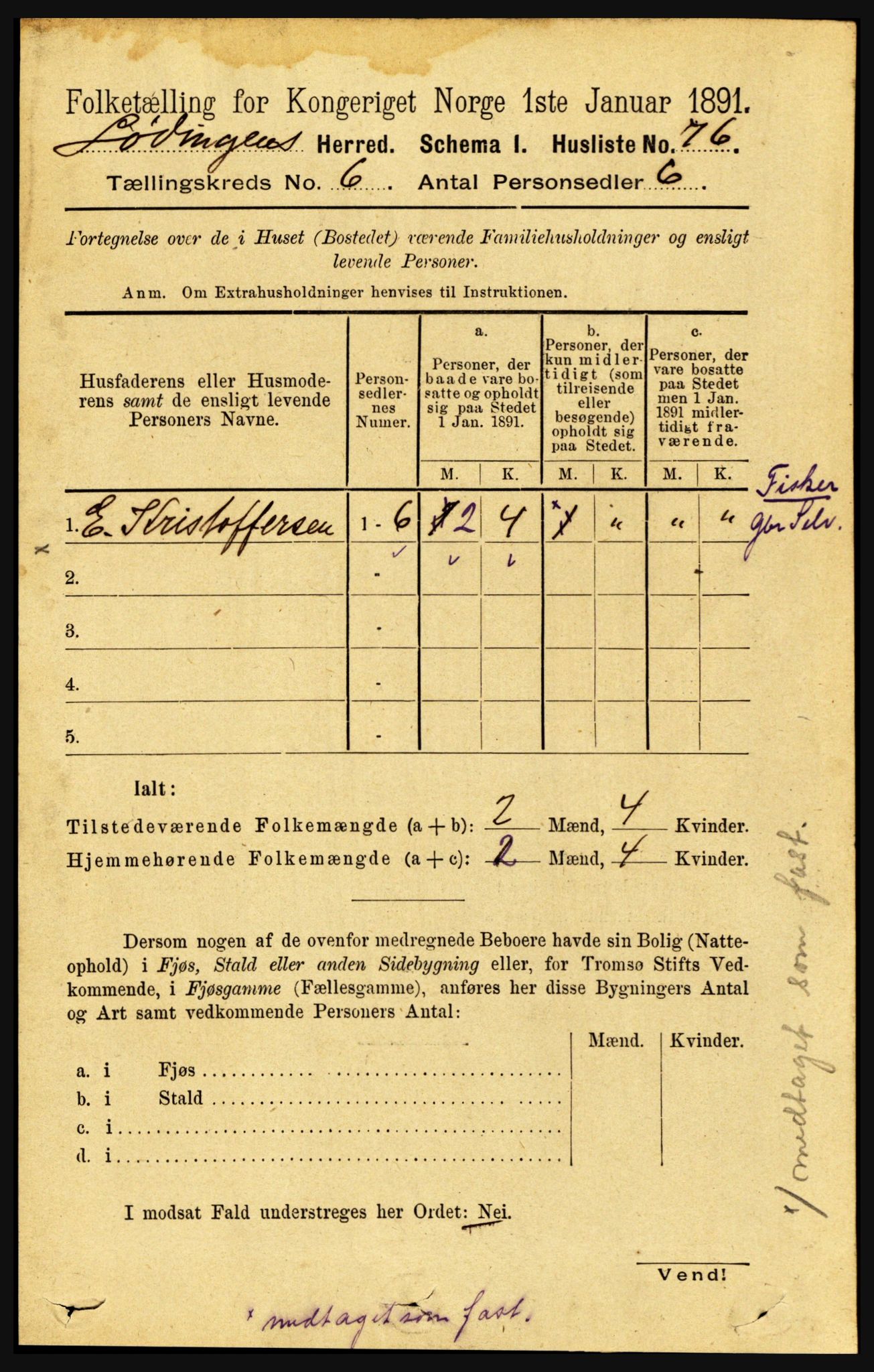 RA, Folketelling 1891 for 1851 Lødingen herred, 1891, s. 2748