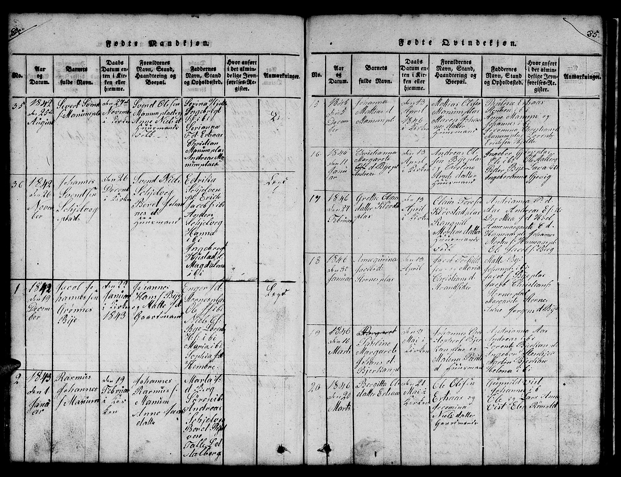 Ministerialprotokoller, klokkerbøker og fødselsregistre - Nord-Trøndelag, AV/SAT-A-1458/732/L0317: Klokkerbok nr. 732C01, 1816-1881, s. 84-85