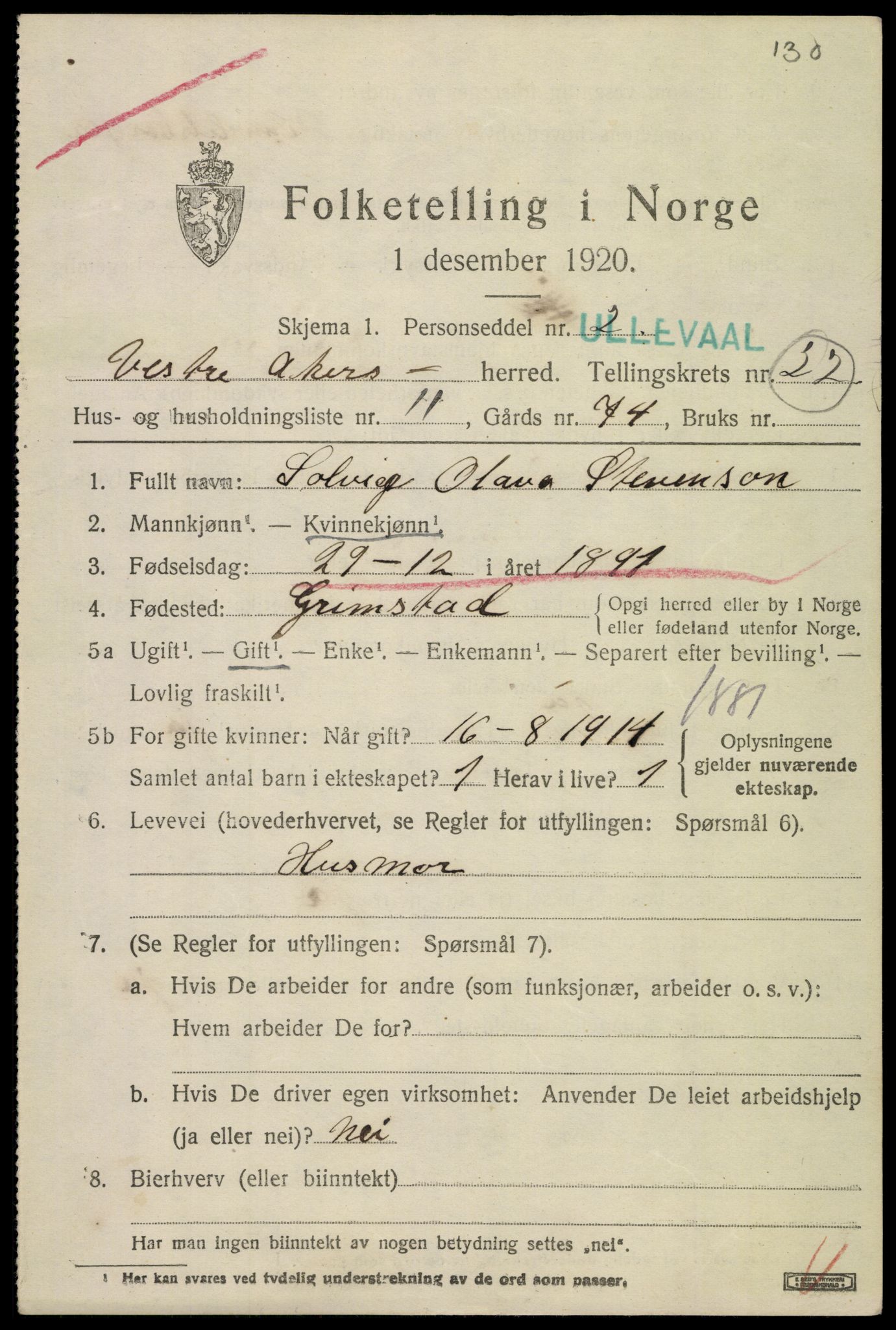 SAO, Folketelling 1920 for 0218 Aker herred, 1920, s. 125914