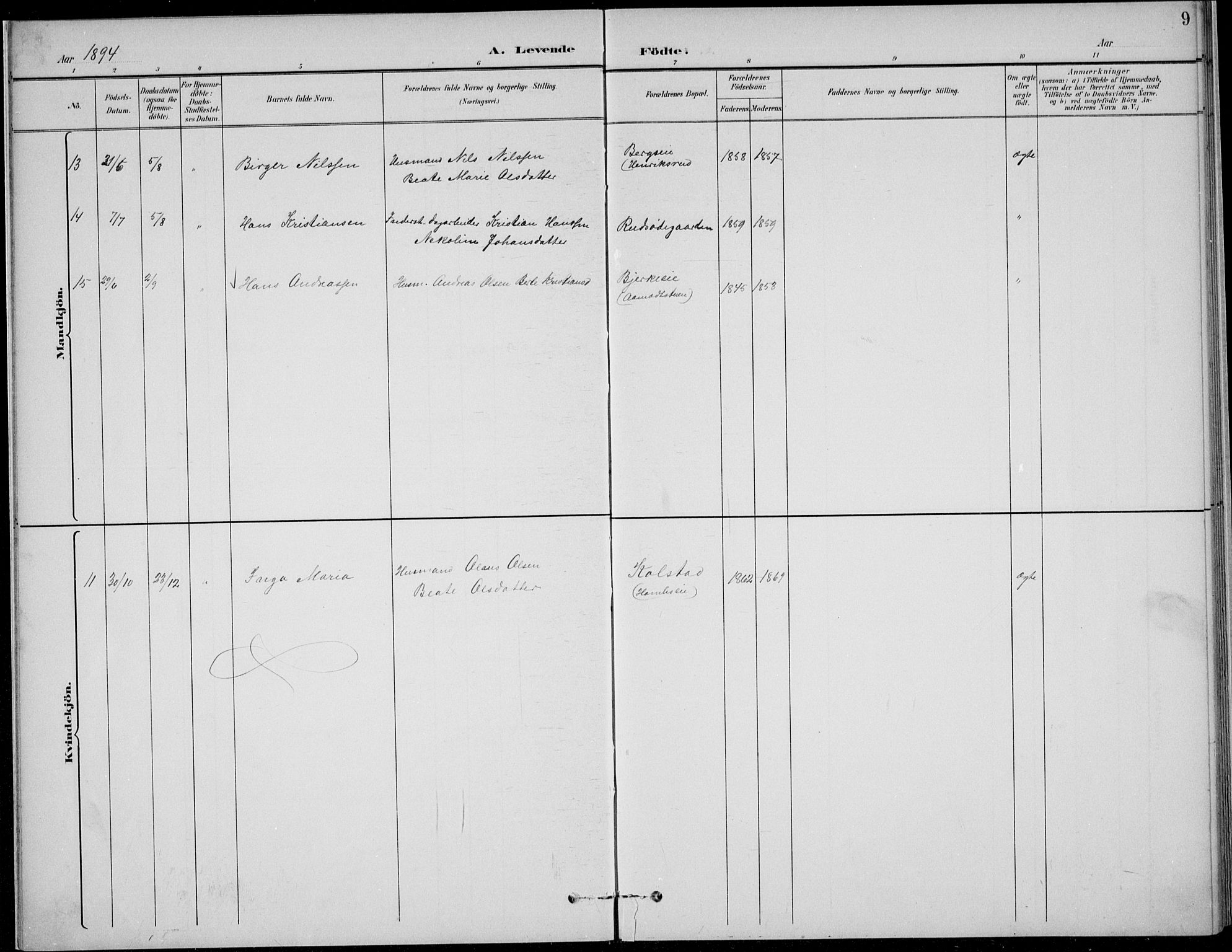 Nordre Land prestekontor, SAH/PREST-124/H/Ha/Hab/L0014: Klokkerbok nr. 14, 1891-1907, s. 9