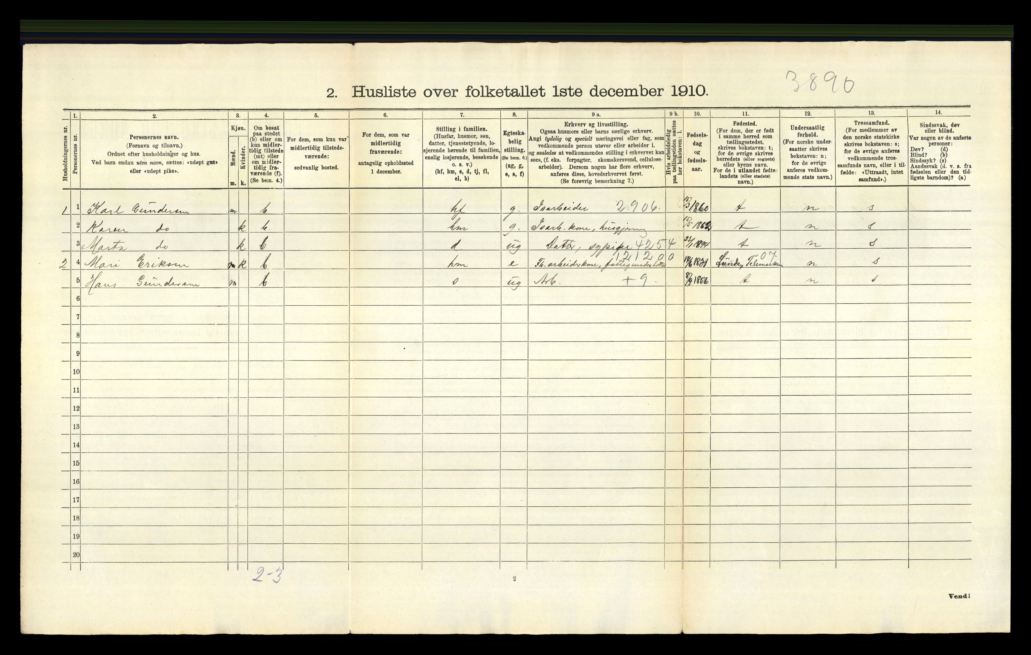 RA, Folketelling 1910 for 0814 Bamble herred, 1910, s. 57