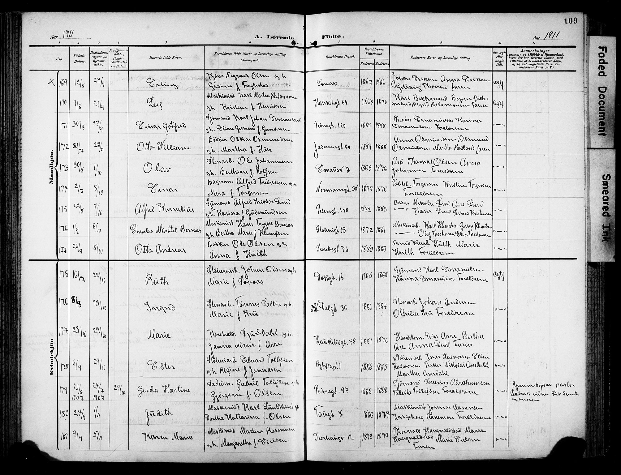 St. Johannes sokneprestkontor, AV/SAST-A-101814/001/30/30BB/L0006: Klokkerbok nr. B 6, 1907-1917, s. 109