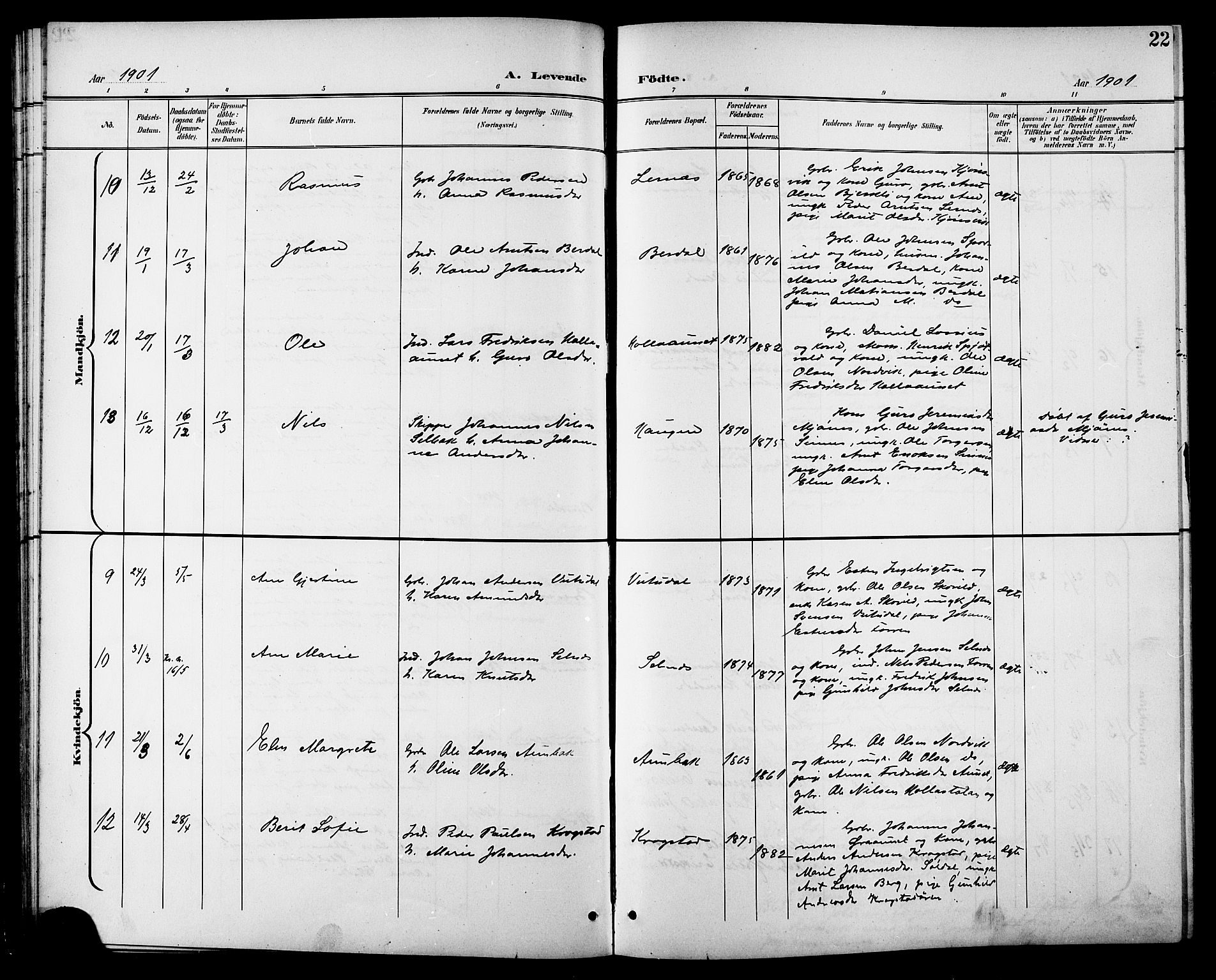 Ministerialprotokoller, klokkerbøker og fødselsregistre - Sør-Trøndelag, SAT/A-1456/630/L0505: Klokkerbok nr. 630C03, 1899-1914, s. 22