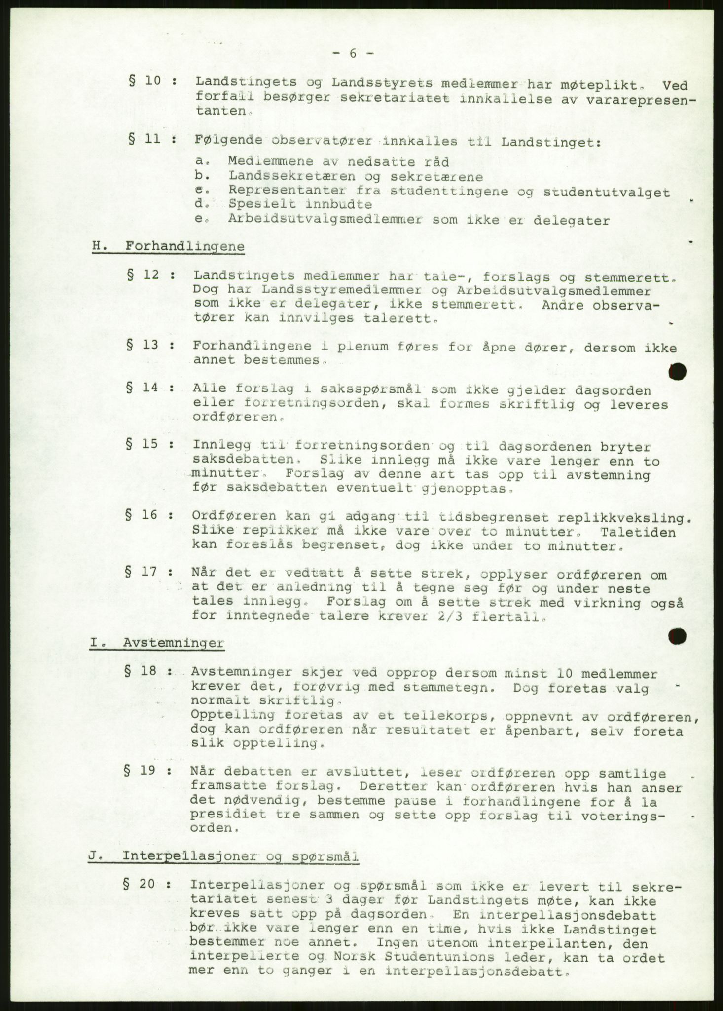 Norsk Studentunion, AV/RA-PA-0794/Fg/L0067: Landstinget, 1968-1979