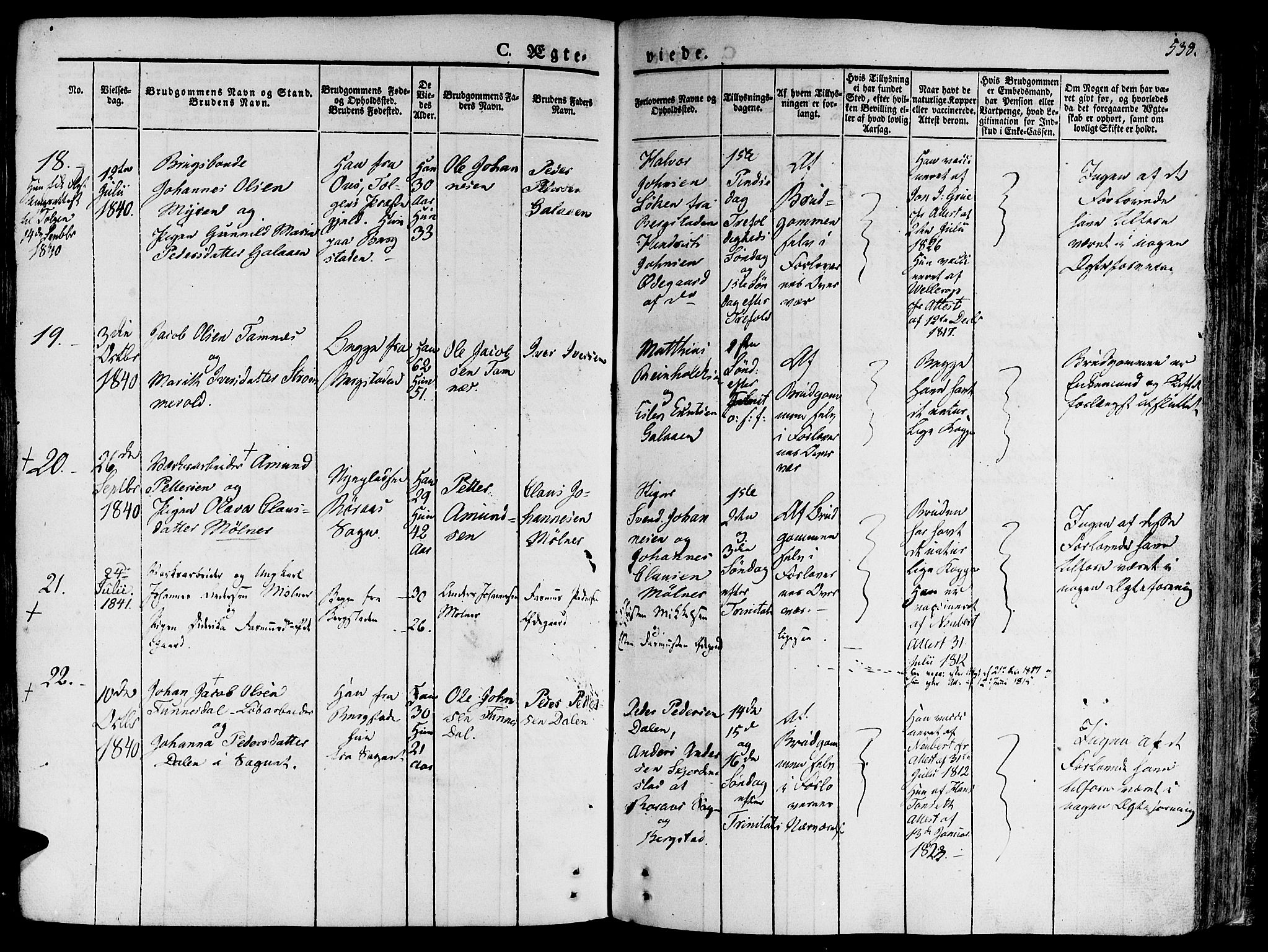 Ministerialprotokoller, klokkerbøker og fødselsregistre - Sør-Trøndelag, SAT/A-1456/681/L0930: Ministerialbok nr. 681A08, 1829-1844, s. 538