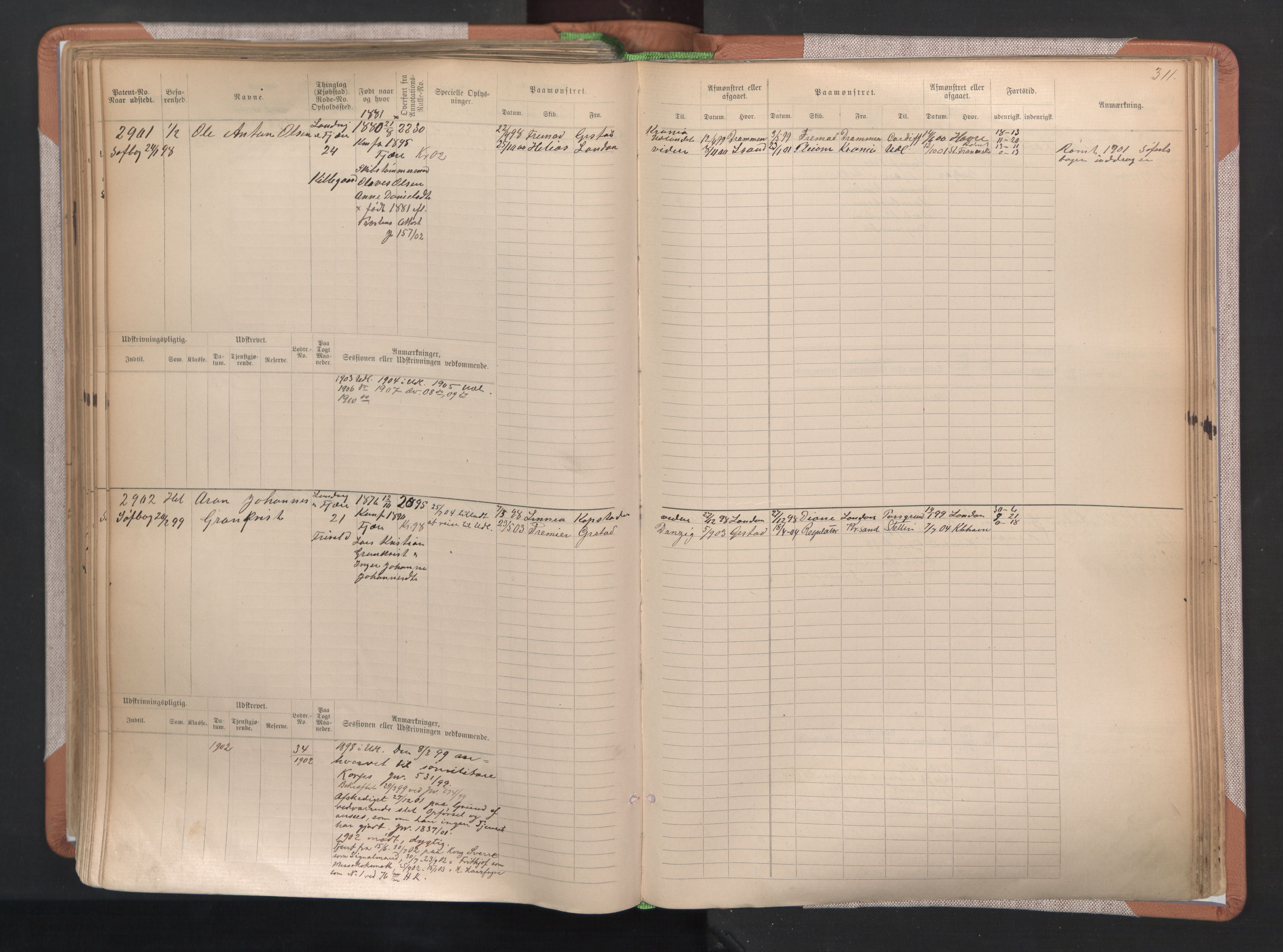 Grimstad mønstringskrets, AV/SAK-2031-0013/F/Fb/L0004: Hovedrulle A nr 2277-3042, F-7, 1889-1940, s. 319