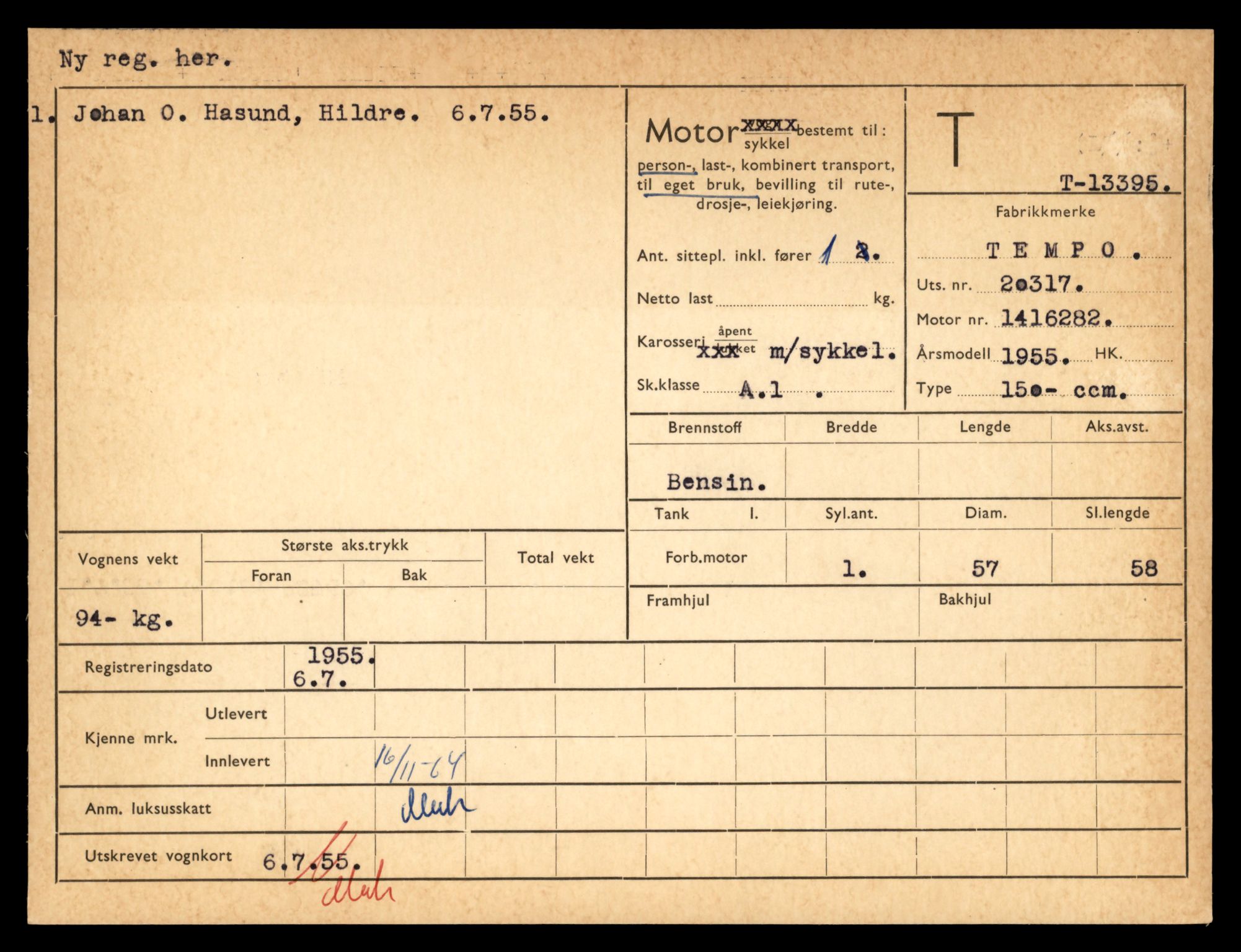 Møre og Romsdal vegkontor - Ålesund trafikkstasjon, AV/SAT-A-4099/F/Fe/L0039: Registreringskort for kjøretøy T 13361 - T 13530, 1927-1998, s. 553