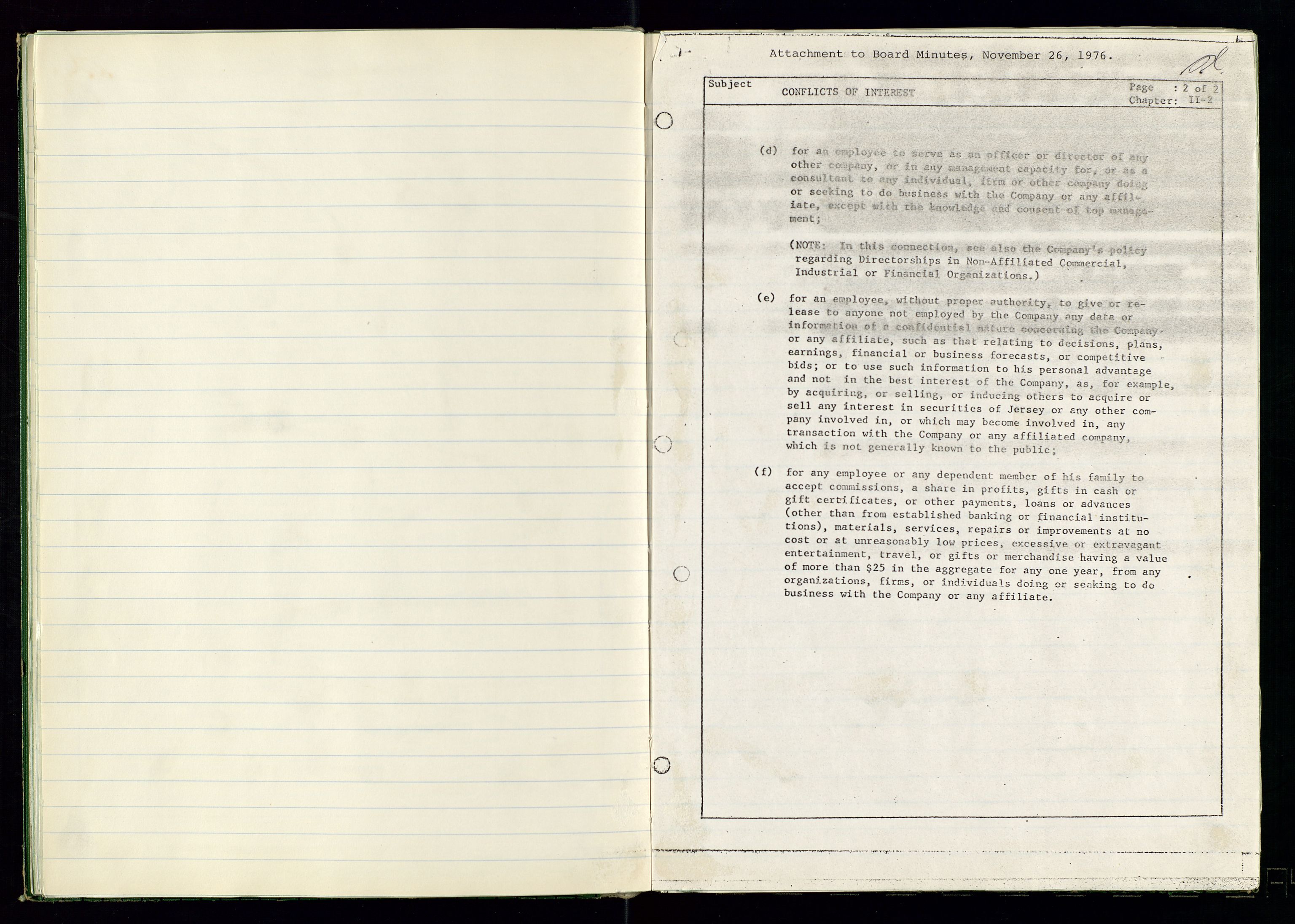 PA 1538 - Exxon Chemical Norge A/S, AV/SAST-A-101958/A/Aa/L0001/0001: Generalforsamlinger og styreprotokoller / Styreprotokoll, 1966-1996