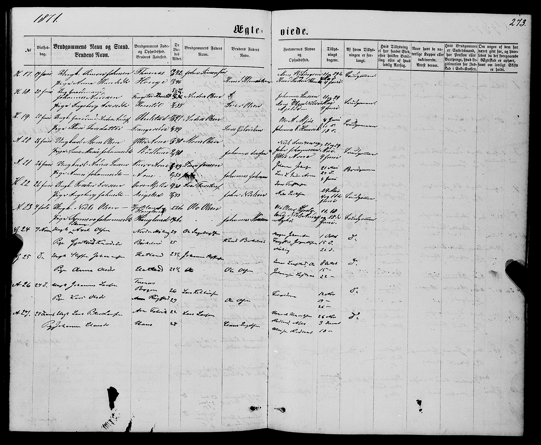 Haus sokneprestembete, AV/SAB-A-75601/H/Haa: Ministerialbok nr. A 18, 1871-1877, s. 273