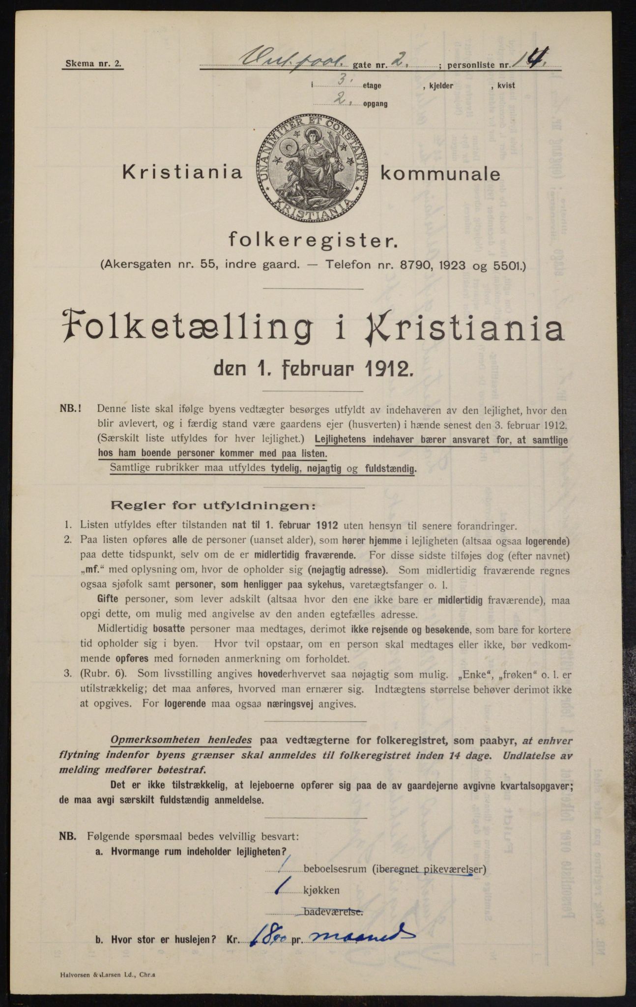 OBA, Kommunal folketelling 1.2.1912 for Kristiania, 1912, s. 122373