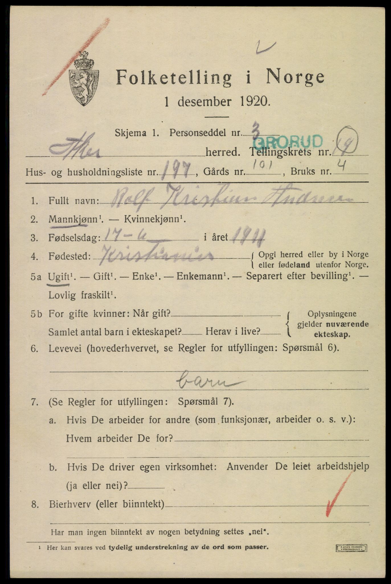 SAO, Folketelling 1920 for 0218 Aker herred, 1920, s. 121118