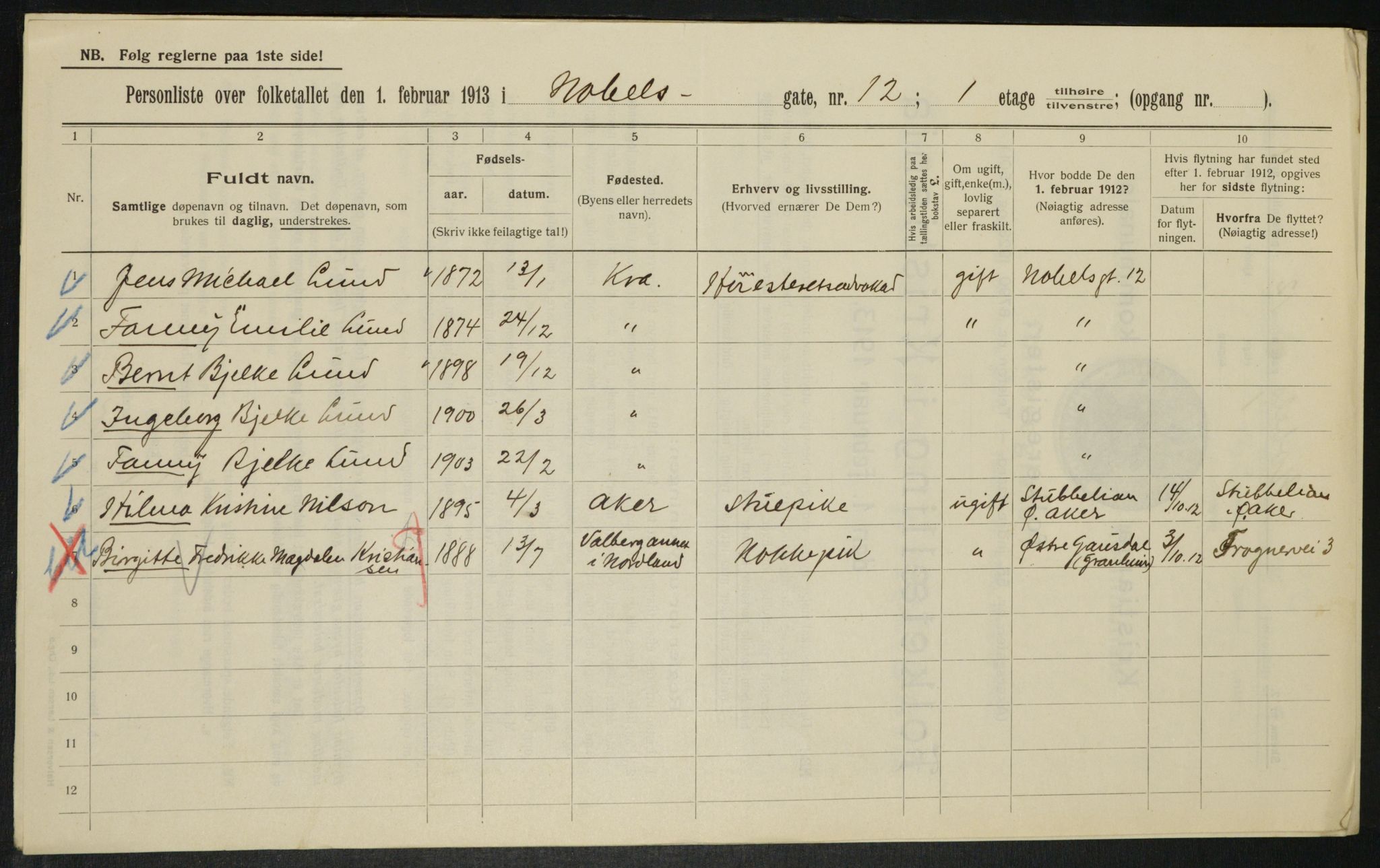 OBA, Kommunal folketelling 1.2.1913 for Kristiania, 1913, s. 71266