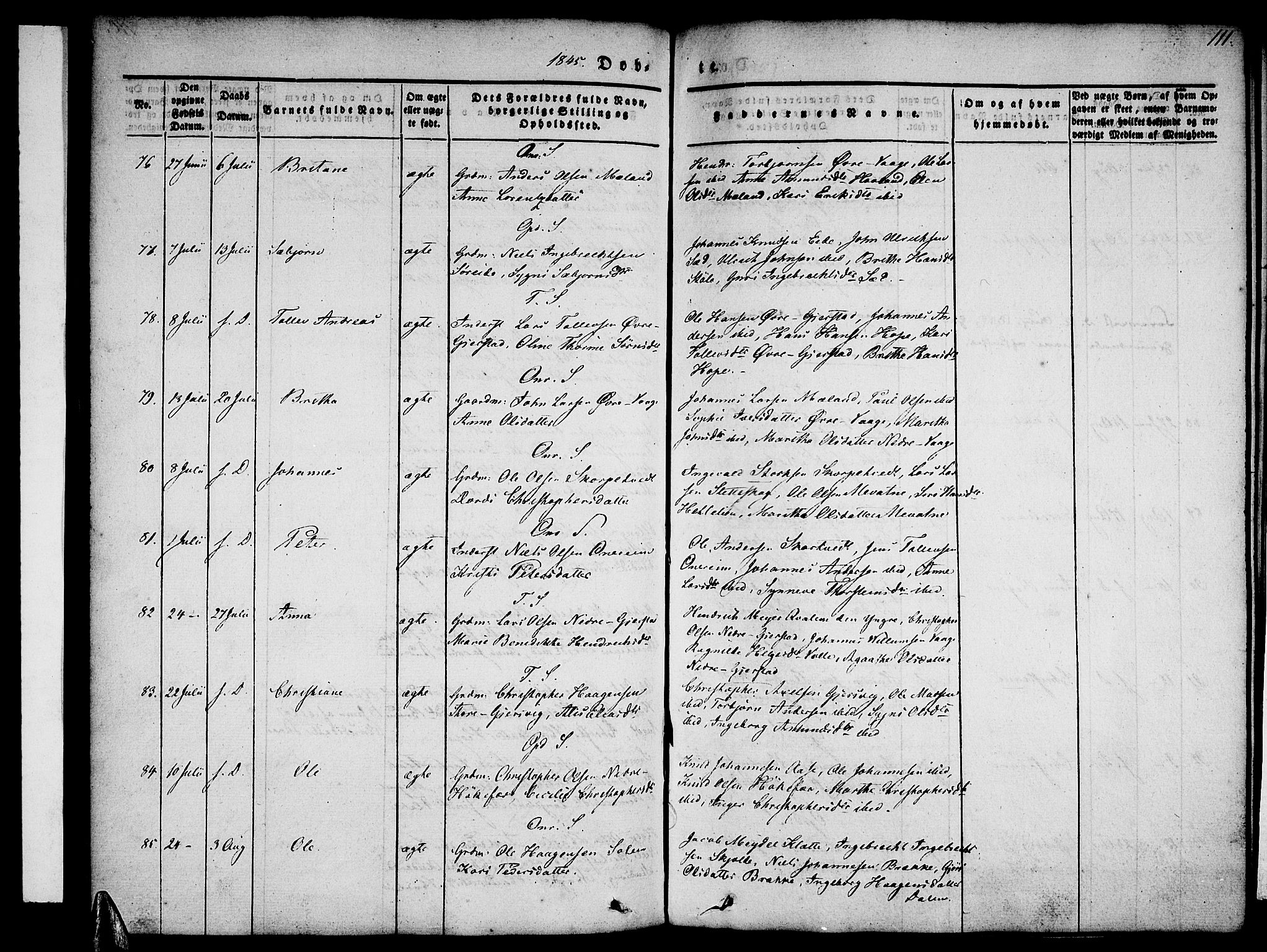 Tysnes sokneprestembete, AV/SAB-A-78601/H/Haa: Ministerialbok nr. A 9, 1837-1848, s. 111
