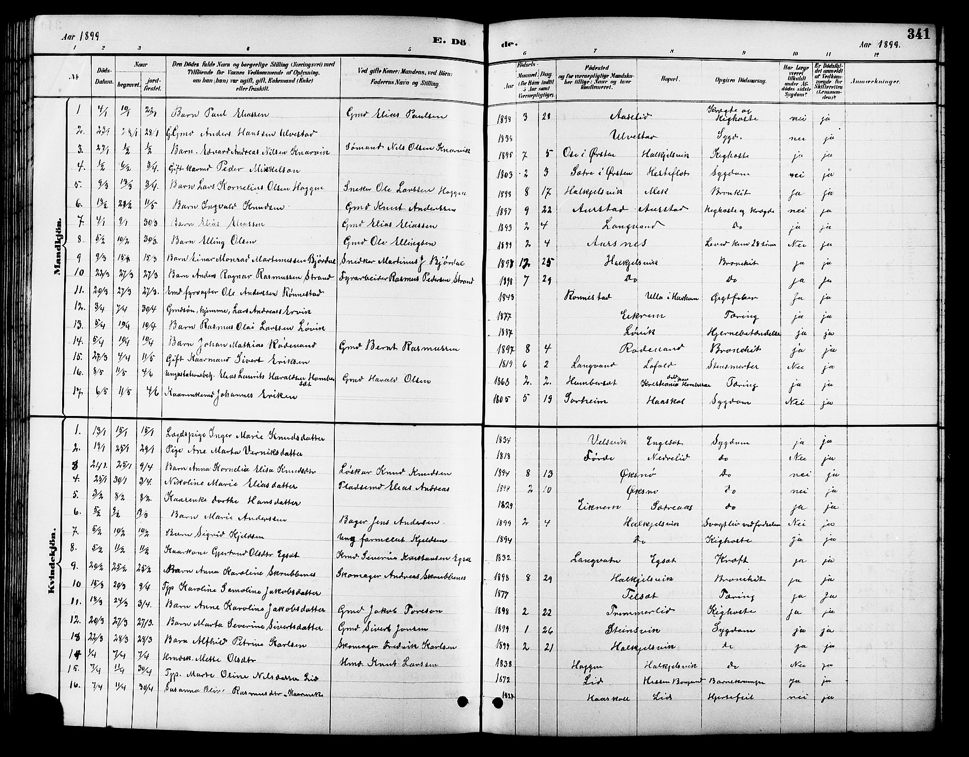 Ministerialprotokoller, klokkerbøker og fødselsregistre - Møre og Romsdal, SAT/A-1454/511/L0158: Klokkerbok nr. 511C04, 1884-1903, s. 341