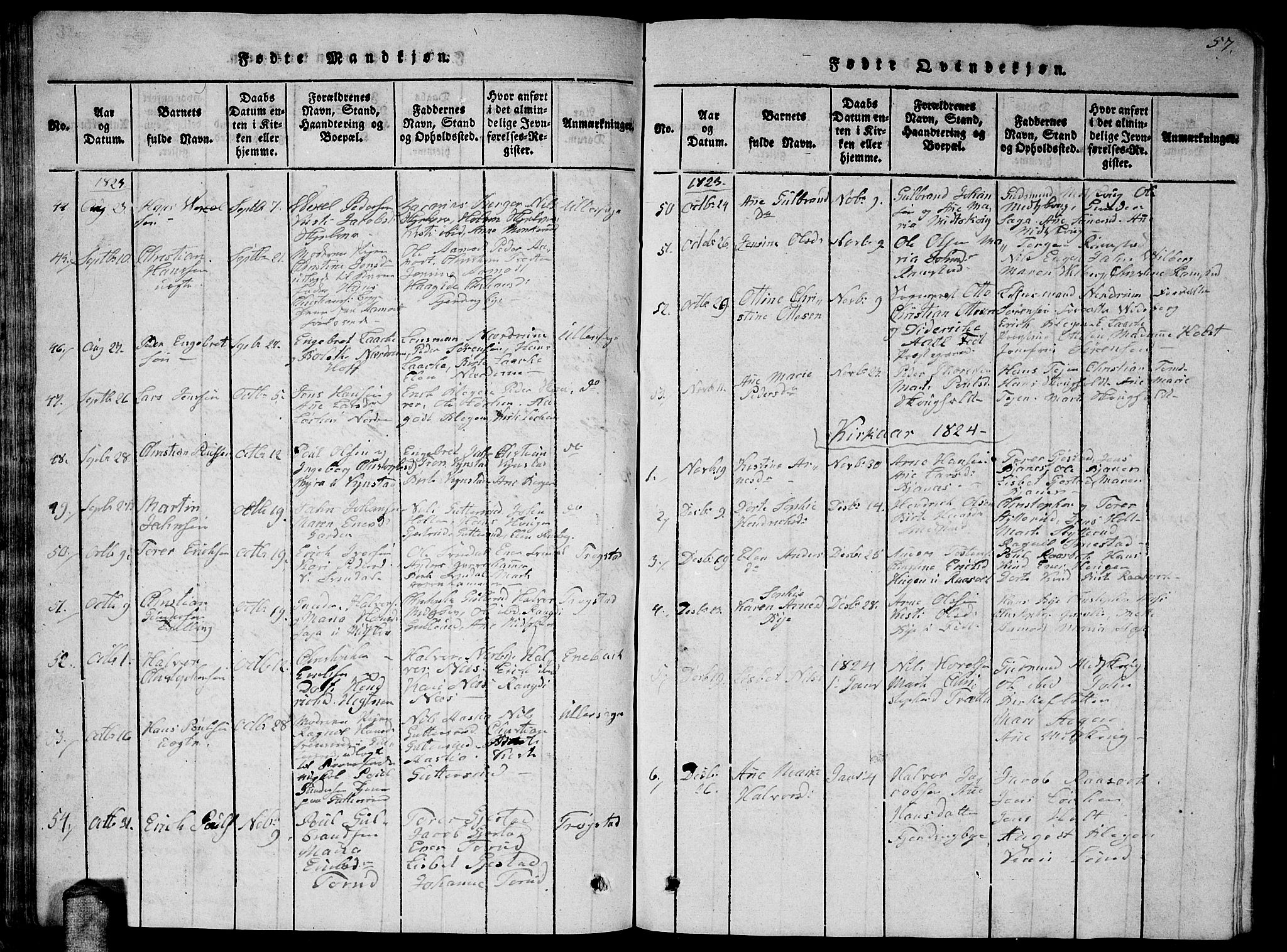 Fet prestekontor Kirkebøker, AV/SAO-A-10370a/G/Ga/L0001: Klokkerbok nr. I 1, 1815-1842, s. 57