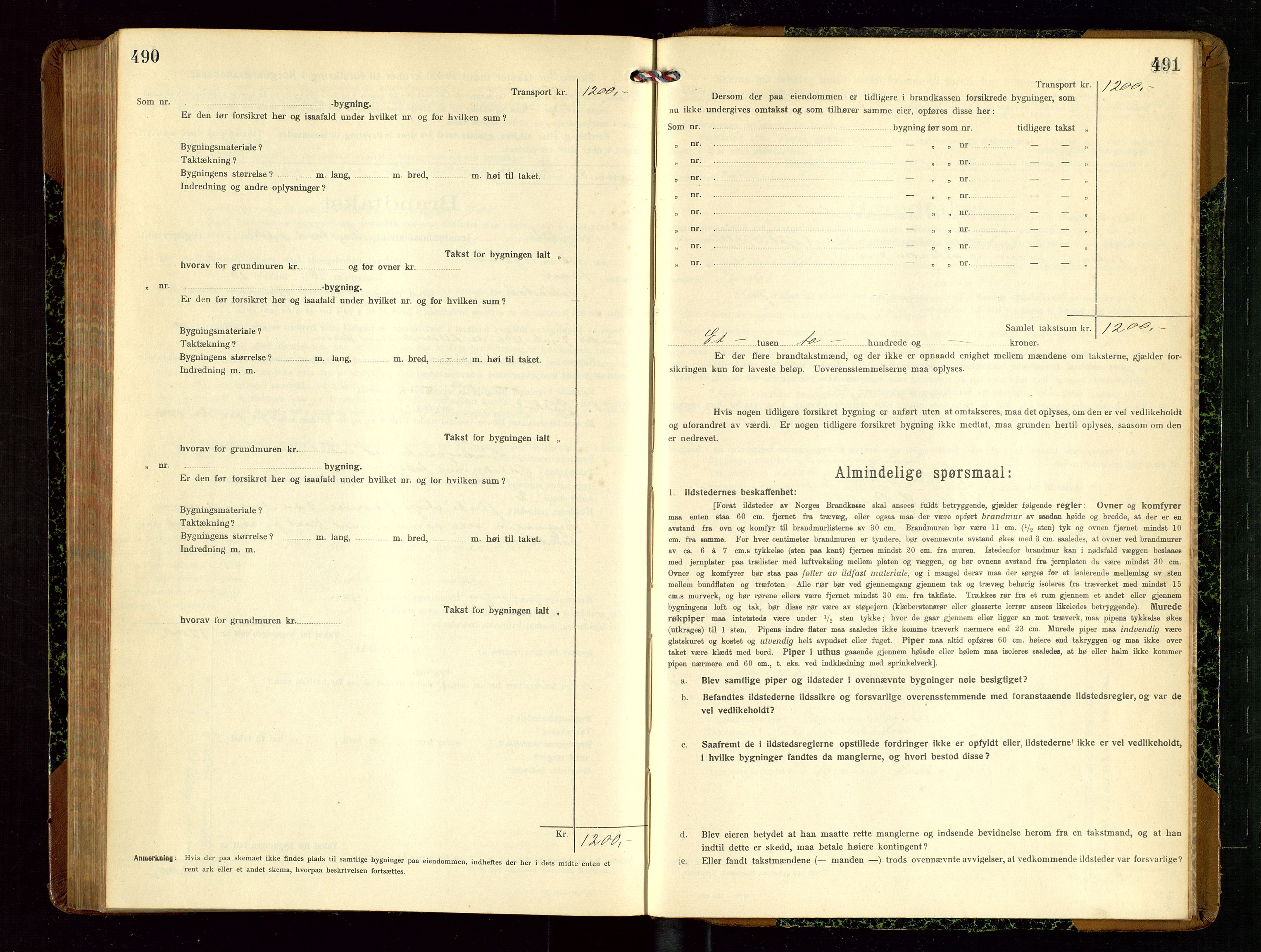 Sokndal lensmannskontor, AV/SAST-A-100417/Gob/L0004: "Brandtakst-Protokol", 1917-1920, s. 490-491