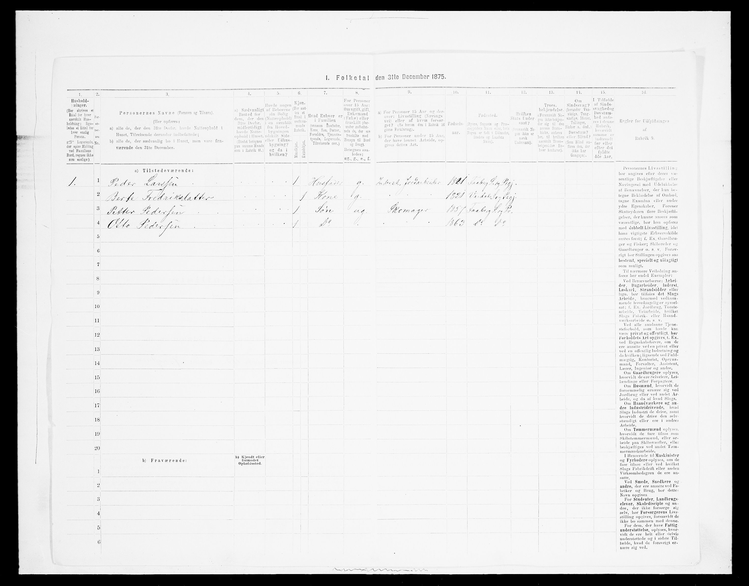 SAH, Folketelling 1875 for 0524L Fåberg prestegjeld, Fåberg sokn og Lillehammer landsokn, 1875, s. 1096