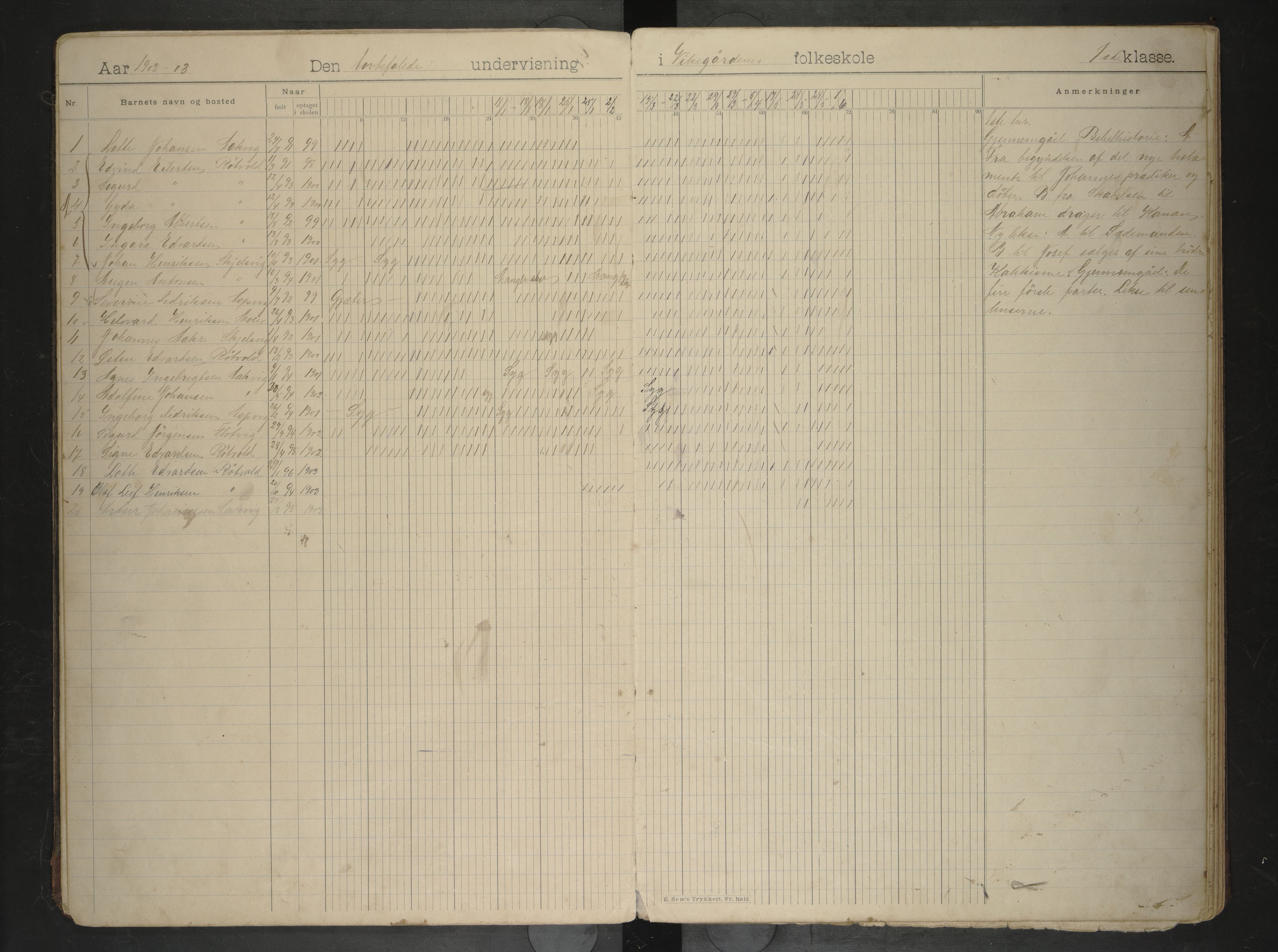 Bindal kommune. Ymse skolekretser, AIN/K-18110.510.09/F/Fa/L0038: Bindalseidet,Fiskerosen,Holm,Vikegården,Nordre Vedstrand,skoledagbok, 1901-1917