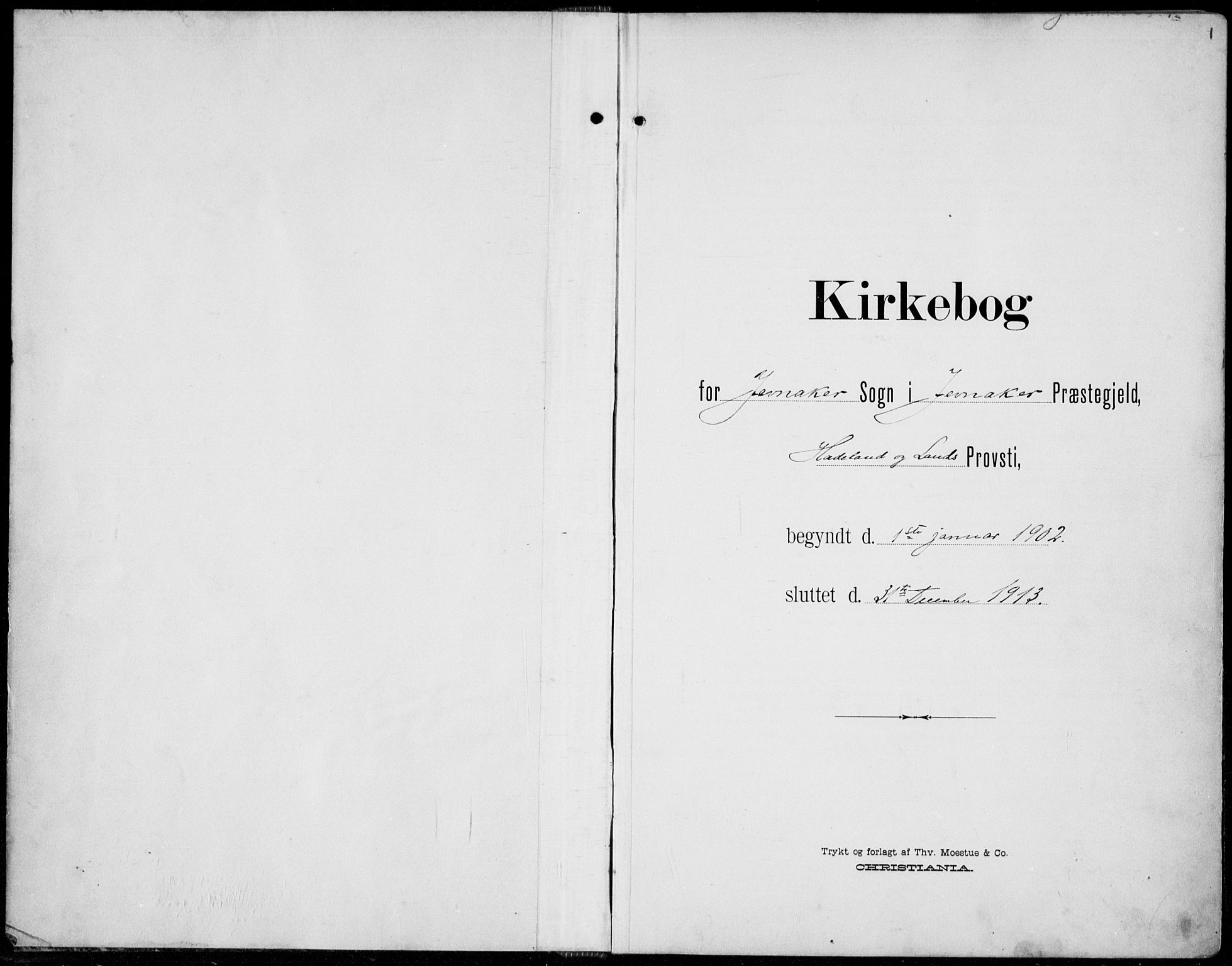 Jevnaker prestekontor, SAH/PREST-116/H/Ha/Haa/L0011: Ministerialbok nr. 11, 1902-1913, s. 1