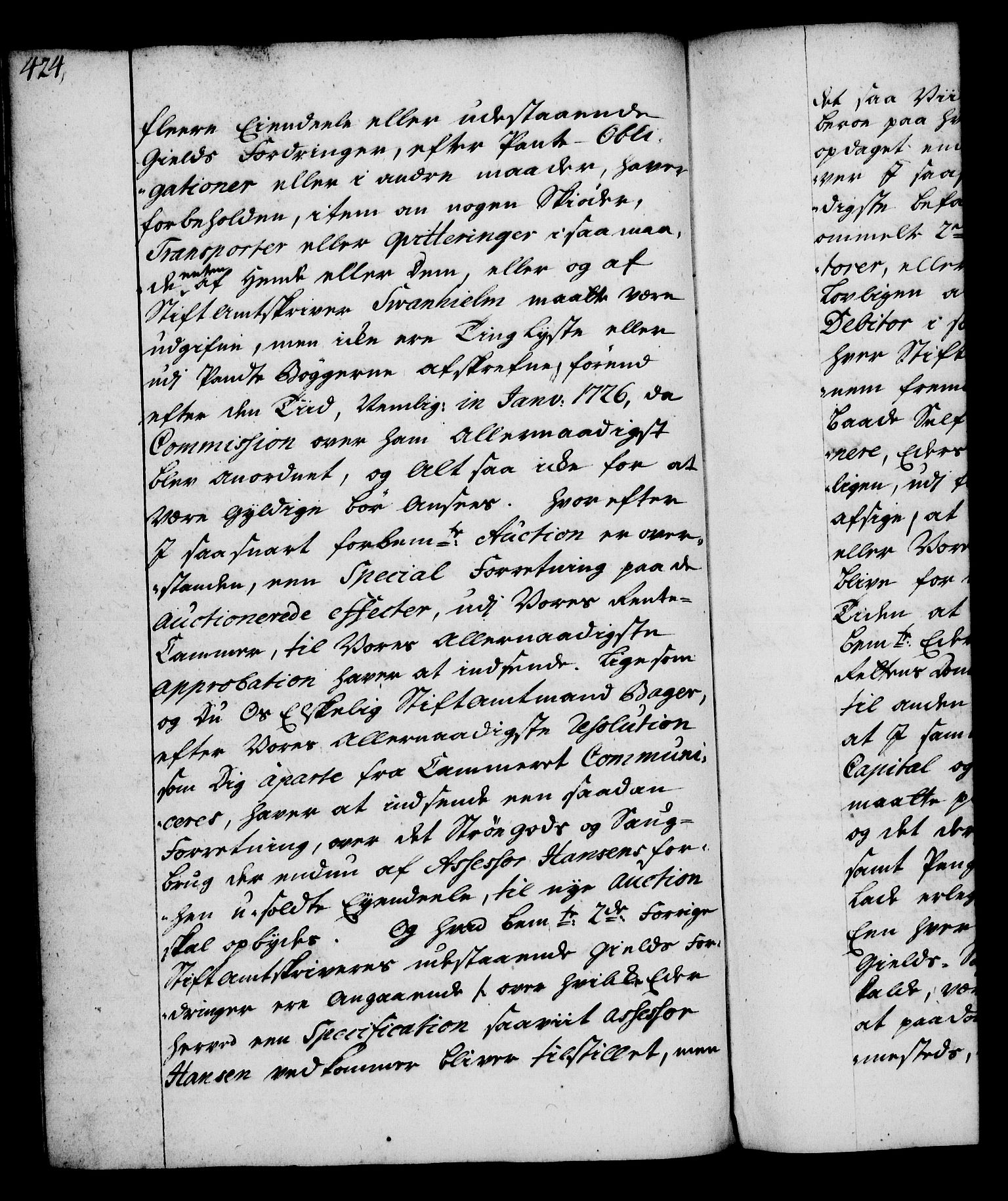 Rentekammeret, Kammerkanselliet, RA/EA-3111/G/Gg/Gga/L0004: Norsk ekspedisjonsprotokoll med register (merket RK 53.4), 1734-1741, s. 424