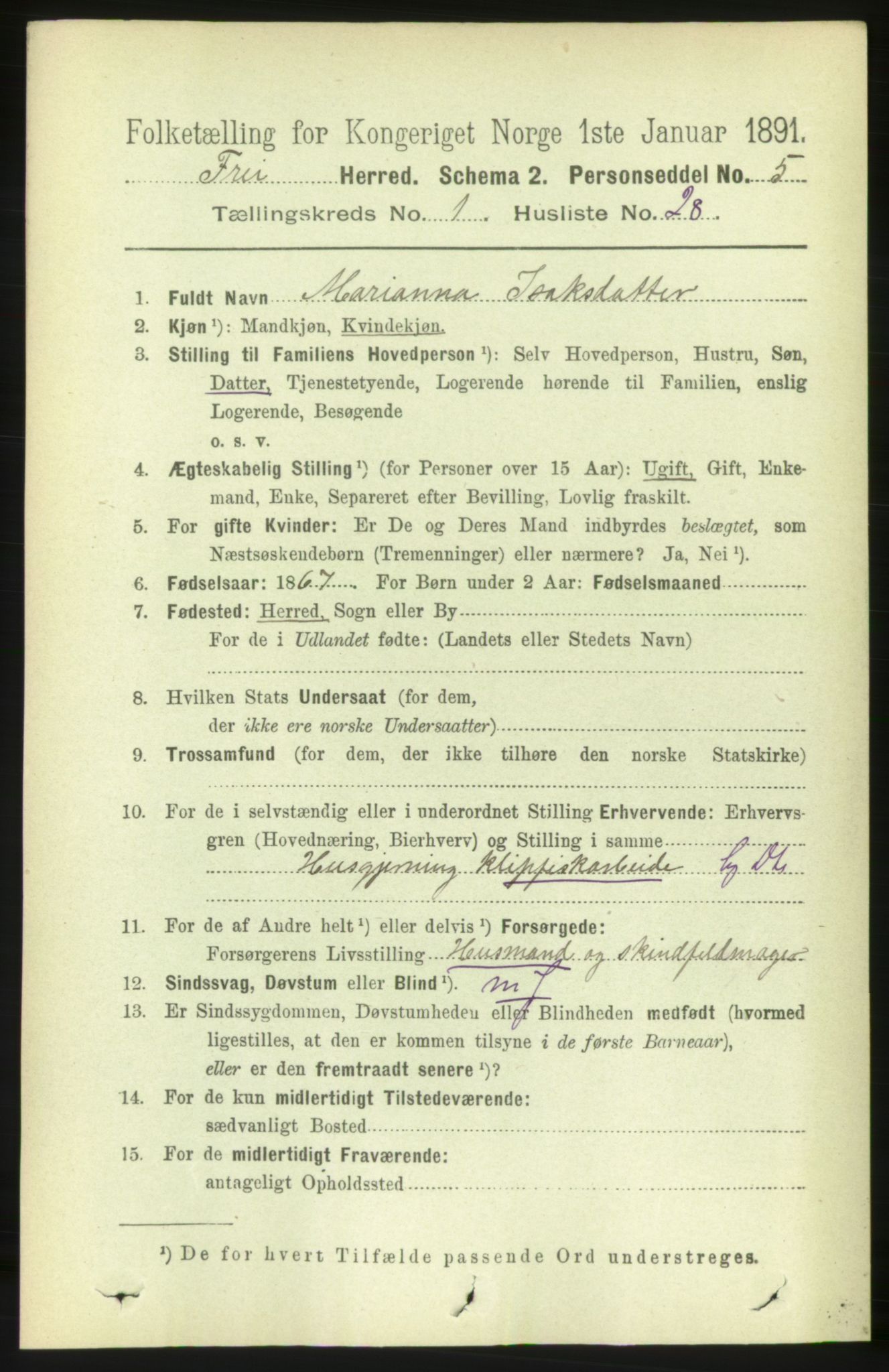 RA, Folketelling 1891 for 1556 Frei herred, 1891, s. 296