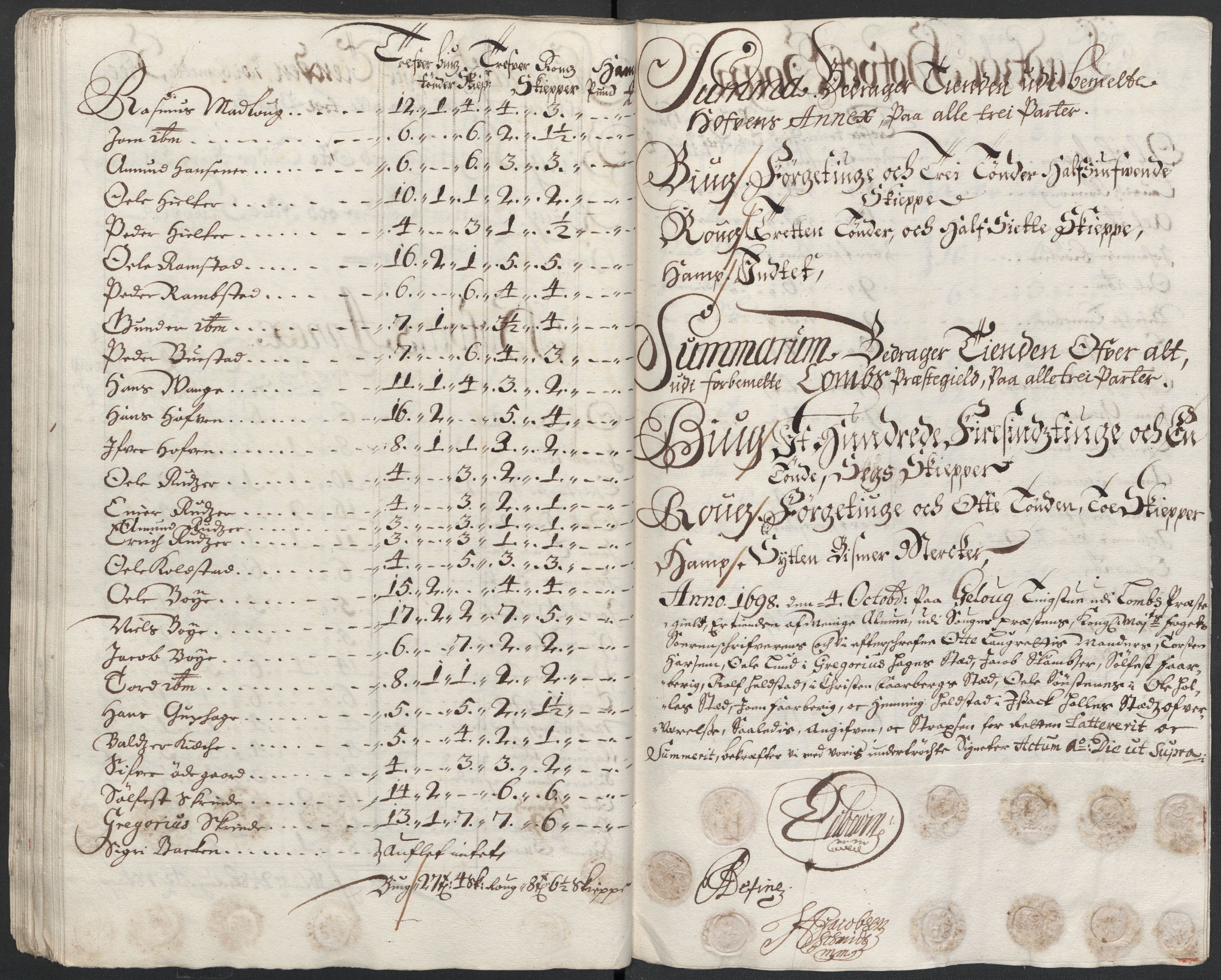 Rentekammeret inntil 1814, Reviderte regnskaper, Fogderegnskap, AV/RA-EA-4092/R17/L1171: Fogderegnskap Gudbrandsdal, 1698, s. 112