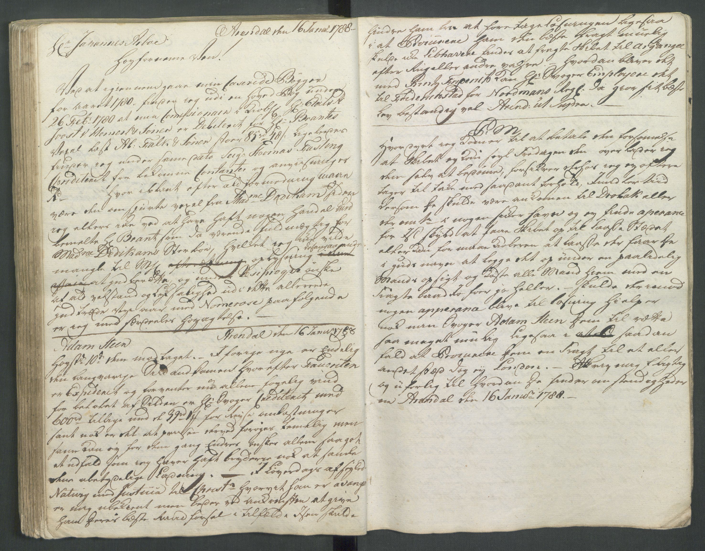 Samling av forretningsarkiv. A-Å, AAKS/PA-1060/F/Fa/L0125: Herlofson,Hans. Kopibok, 1785-1788, s. 160