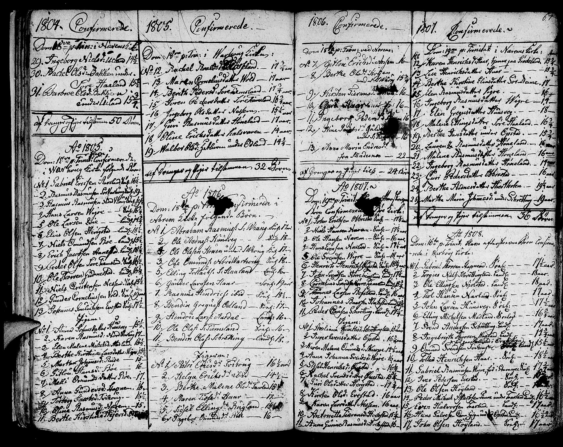 Hå sokneprestkontor, AV/SAST-A-101801/001/30BA/L0001: Ministerialbok nr. A 1, 1787-1812, s. 67