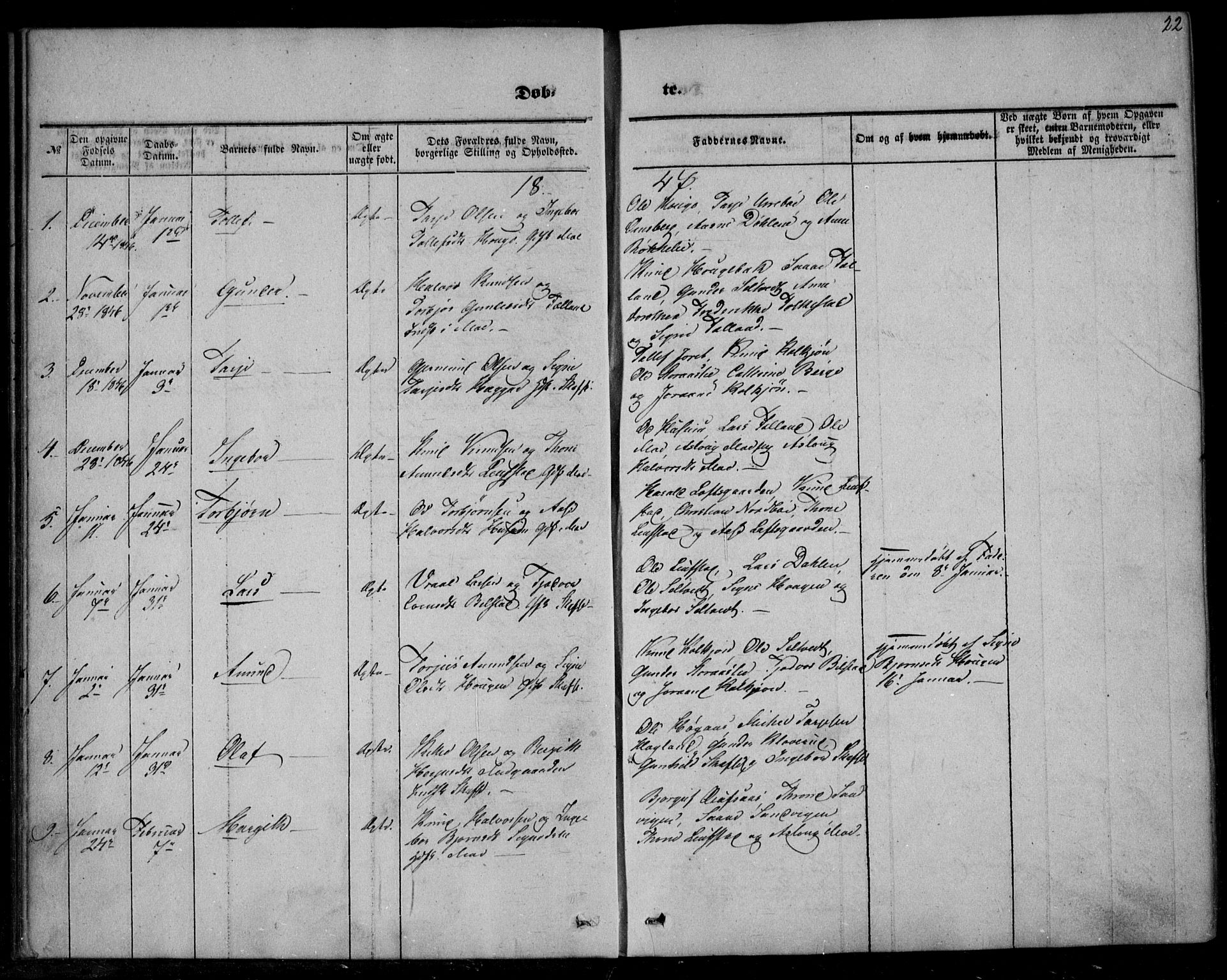 Mo kirkebøker, AV/SAKO-A-286/F/Fa/L0005: Ministerialbok nr. I 5, 1844-1864, s. 22